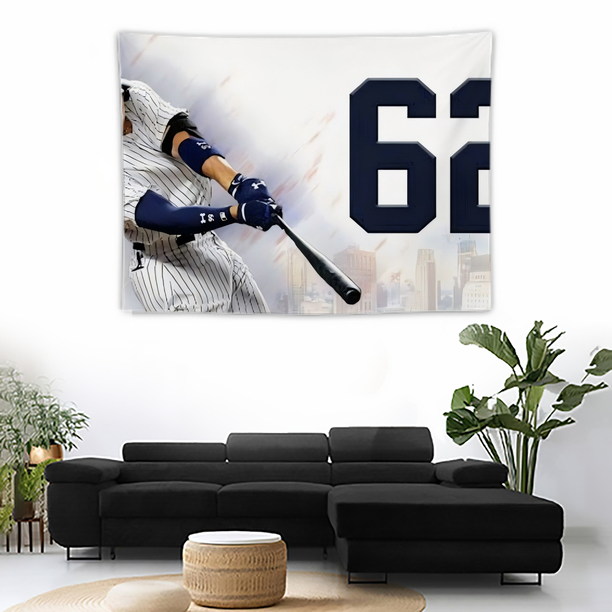 Aaron Judge 62 Home Runs Wall Tapestry For Bedroom Aesthetic – Boho Style Polyester Fabric Wall Hanging With Hooks – 60 X 90 Inch Large Size, Lightweight, Durable, Easy To Hang