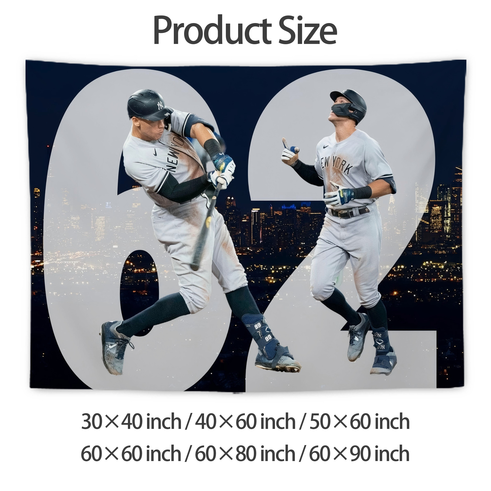 Aaron Judge 62 Home Runs Wall Tapestry For Bedroom Aesthetic – Boho Style Polyester Fabric Wall Hanging With Hooks – 60 X 90 Inch Large Size, Lightweight, Durable, Easy To Hang