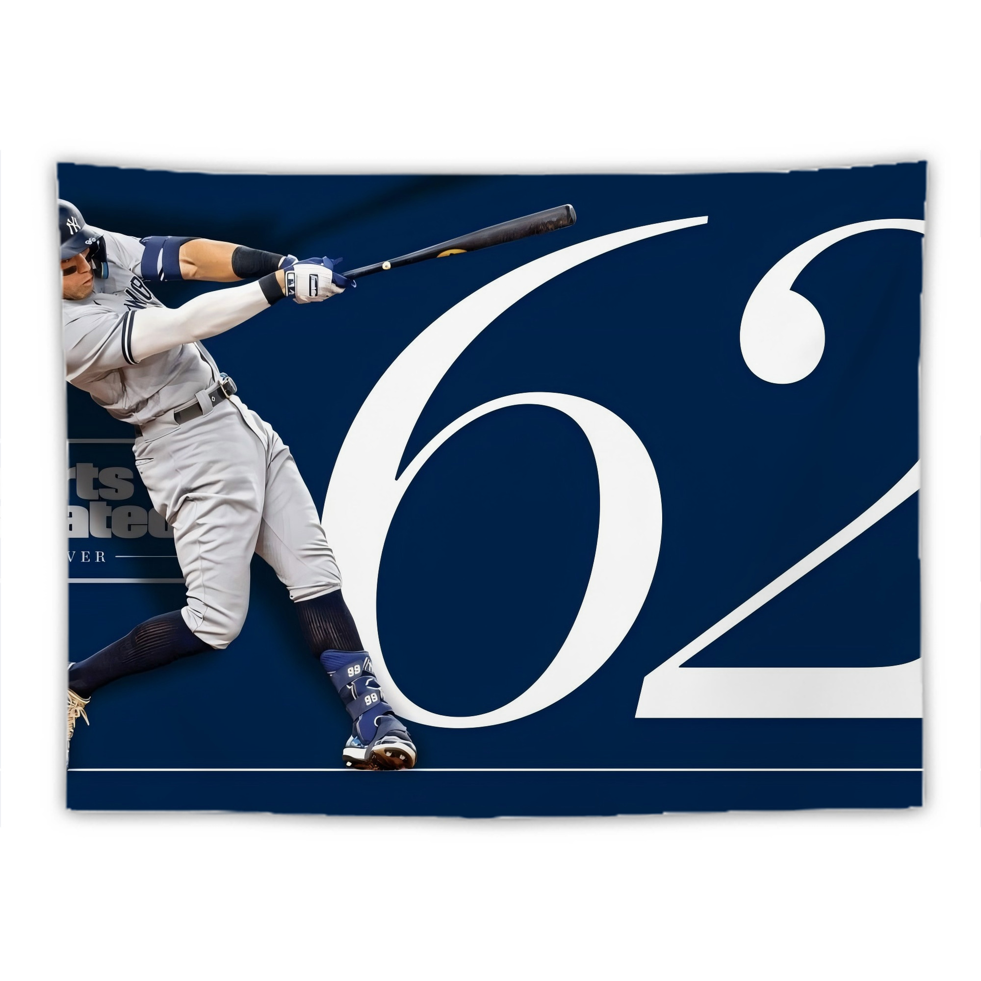 Aaron Judge 62 Home Runs Wall Tapestry For Bedroom Aesthetic – Boho Style Polyester Fabric Wall Hanging With Hooks – 60 X 90 Inch Large Size, Lightweight, Durable, Easy To Hang