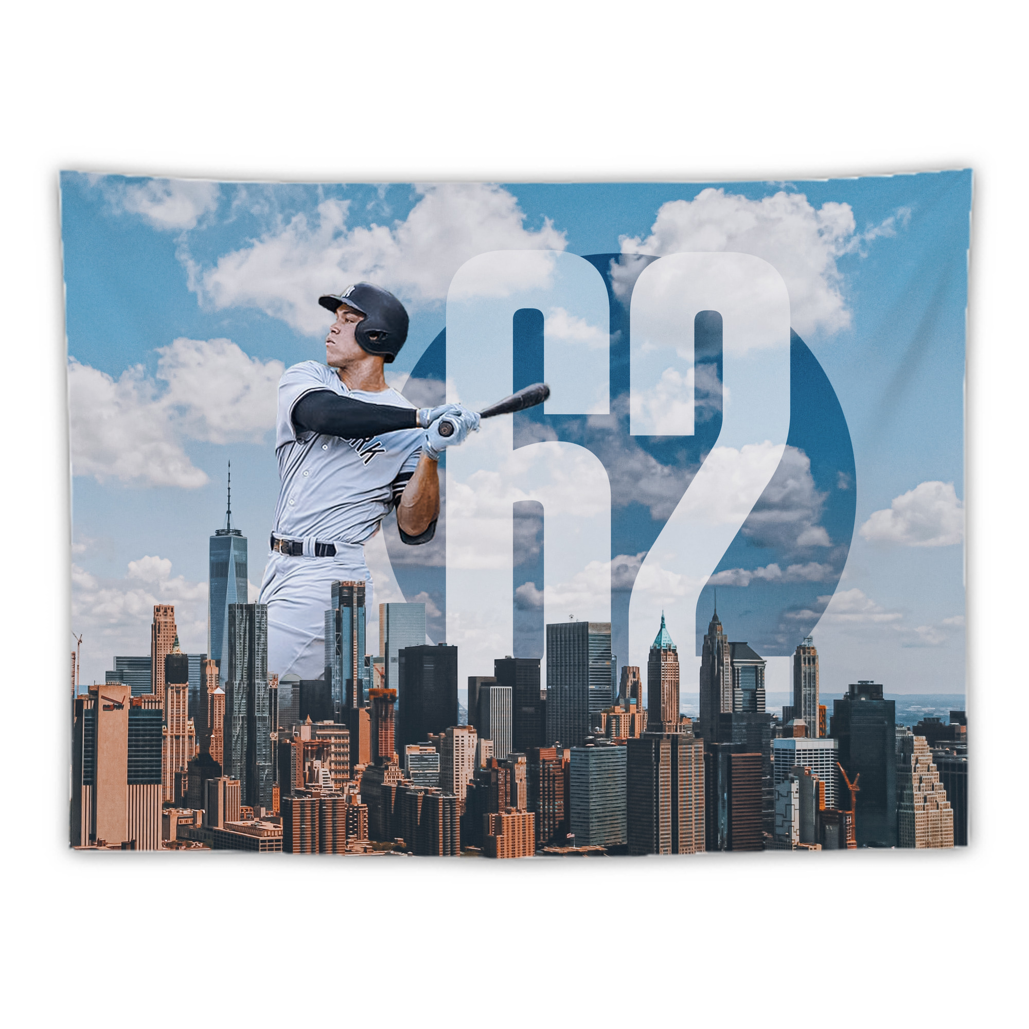 Aaron Judge 62 Home Runs Wall Tapestry For Bedroom Aesthetic – Boho Style Polyester Fabric Wall Hanging With Hooks – 60 X 90 Inch Large Size, Lightweight, Durable, Easy To Hang