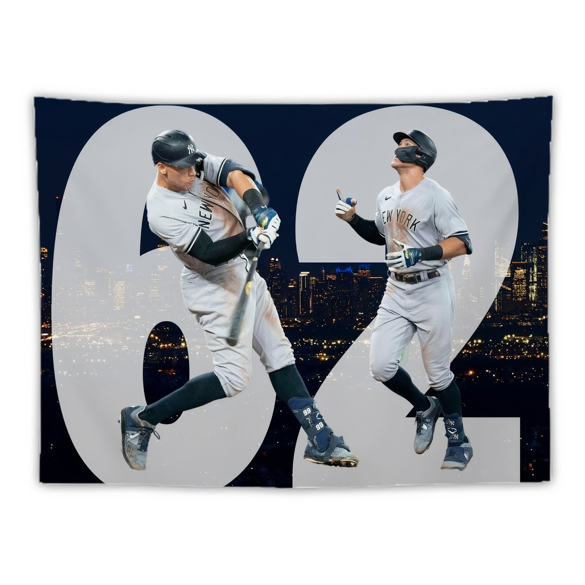 Aaron Judge 62 Home Runs Wall Tapestry For Bedroom Aesthetic – Boho Style Polyester Fabric Wall Hanging With Hooks – 60 X 90 Inch Large Size, Lightweight, Durable, Easy To Hang