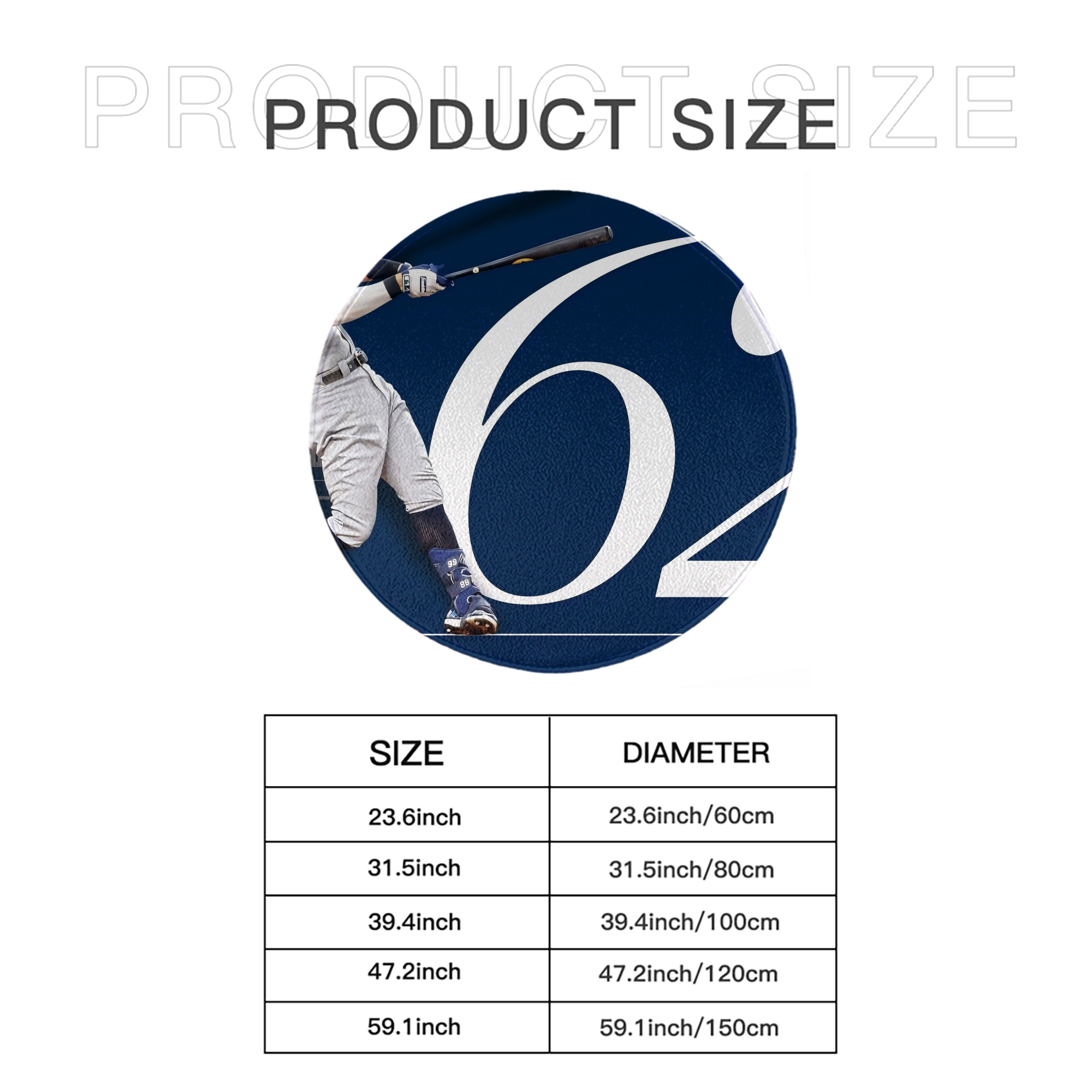 Aaron Judge 62 Home Runs Round Floor Mat – Soft Flannel & High-Density Sponge Core – Non-Slip Dot Backing – Durable Stitched Edges – Quick-Dry & Breathable – Perfect For Home, Bathroom & Living Room