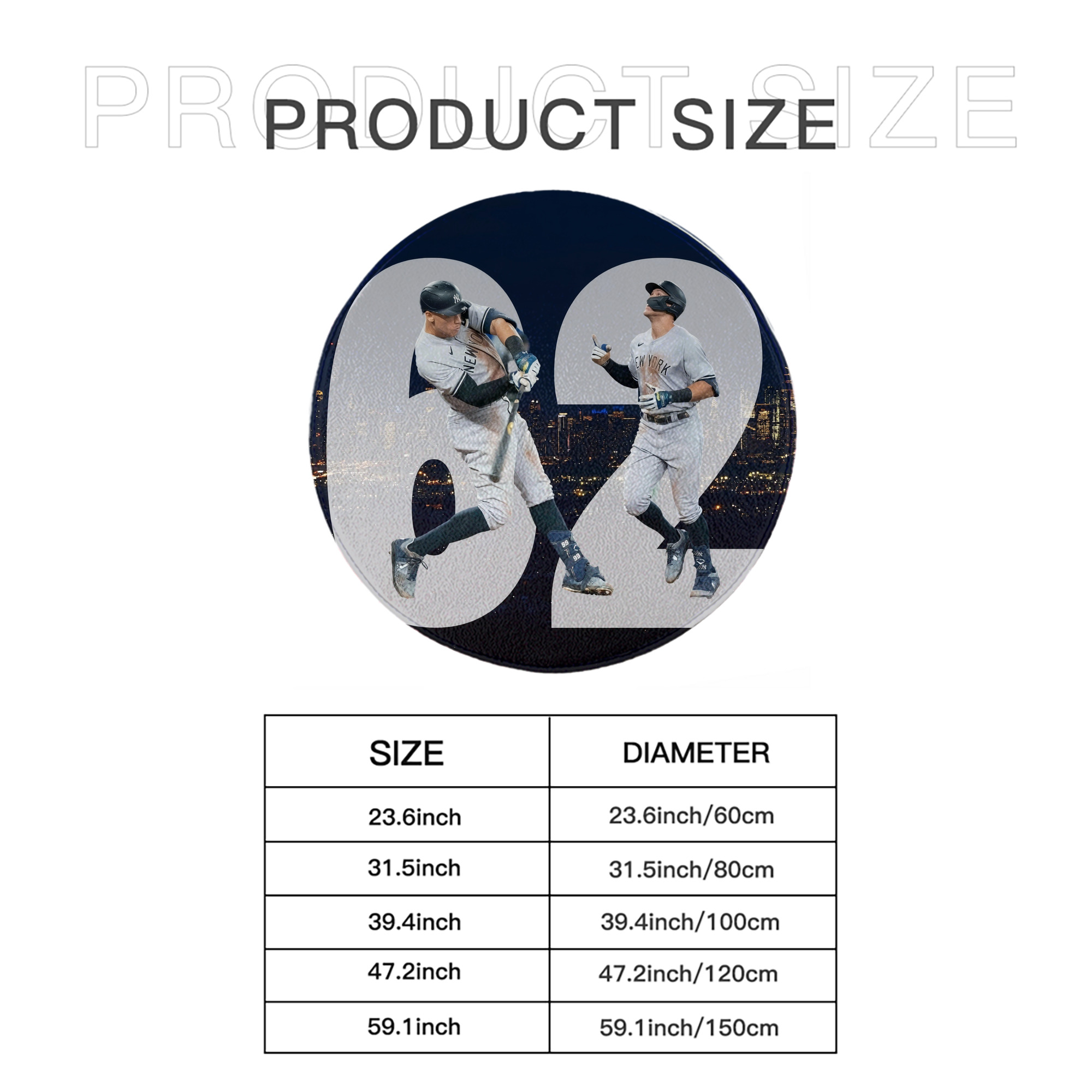 Aaron Judge 62 Home Runs Round Floor Mat – Soft Flannel & High-Density Sponge Core – Non-Slip Dot Backing – Durable Stitched Edges – Quick-Dry & Breathable – Perfect For Home, Bathroom & Living Room