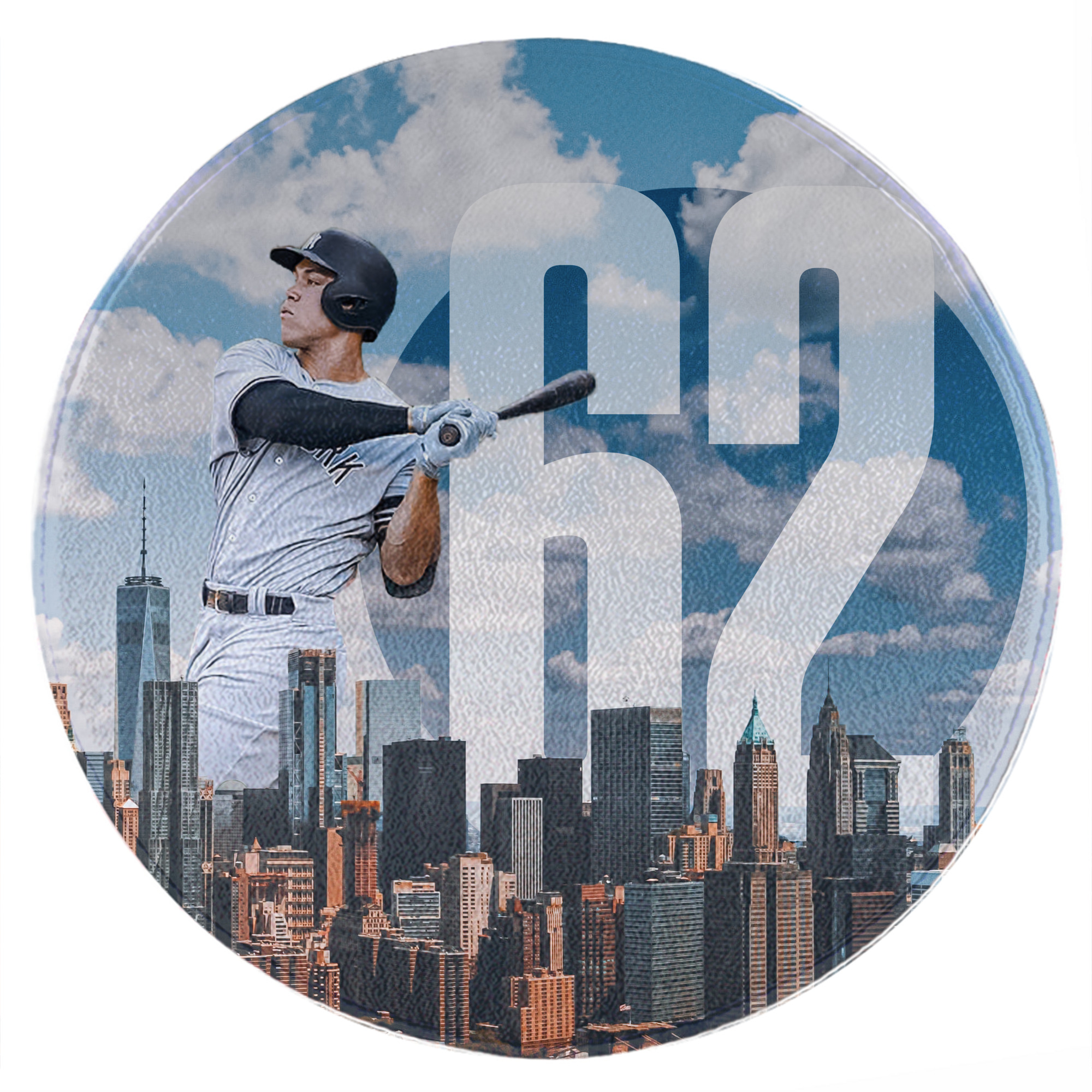 Aaron Judge 62 Home Runs Round Floor Mat – Soft Flannel & High-Density Sponge Core – Non-Slip Dot Backing – Durable Stitched Edges – Quick-Dry & Breathable – Perfect For Home, Bathroom & Living Room