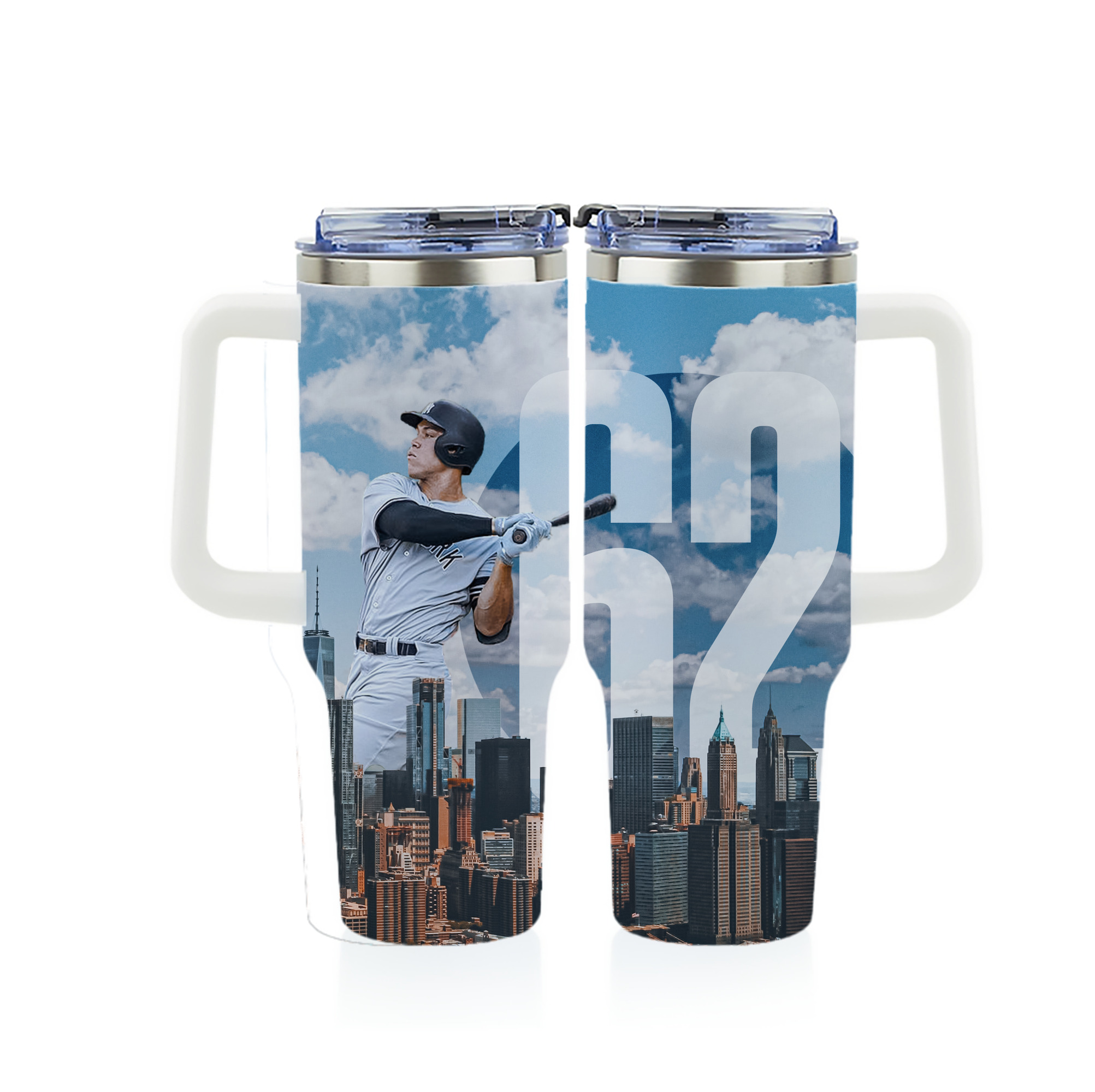 Aaron Judge 62 Home Runs 40oz Full Wrap Car Tumbler – Durable Stainless Steel Travel Mug With Vibrant UV Print – Double Wall Insulated, Fits Most Car Cup Holders