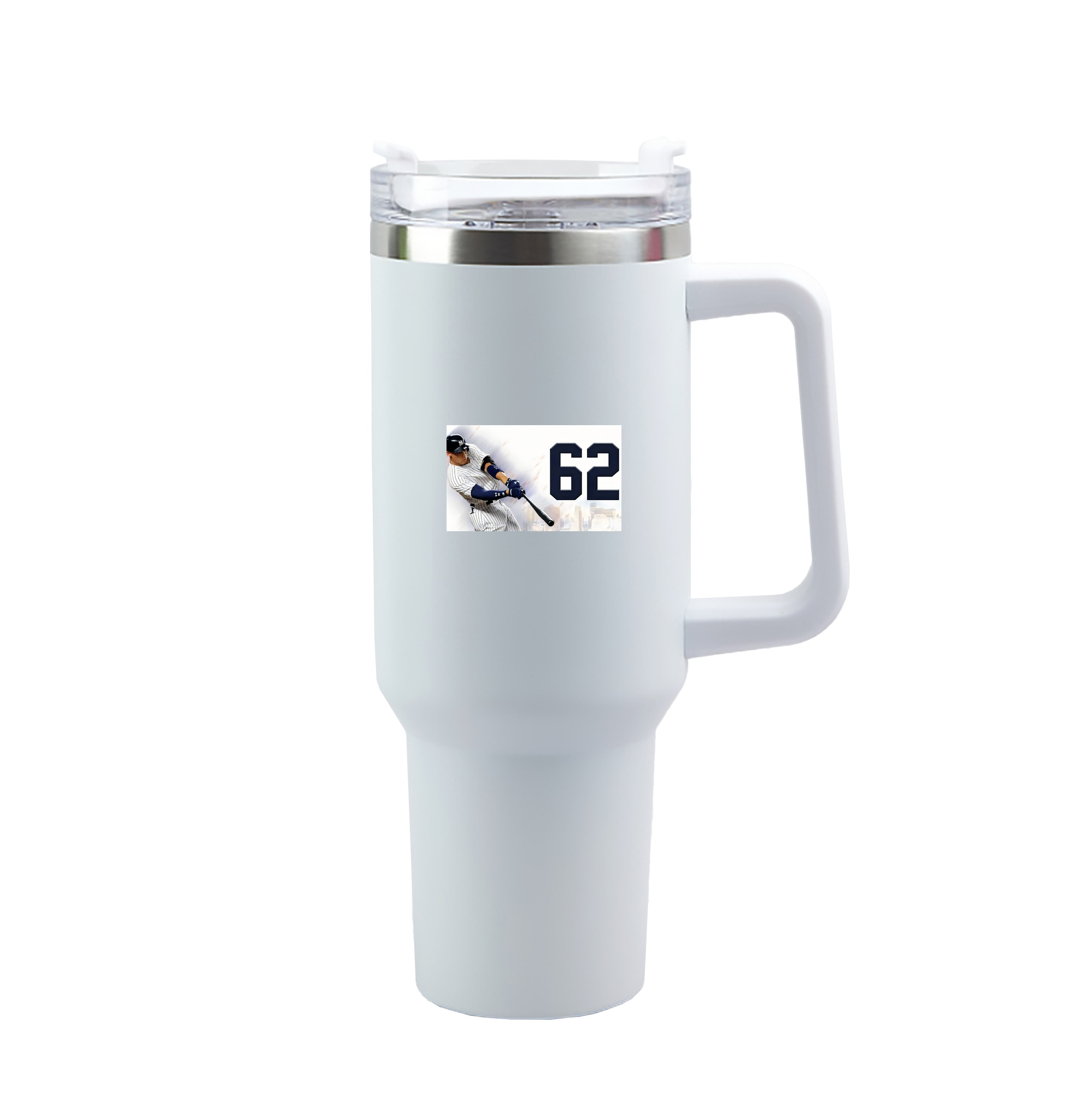 Aaron Judge 62 Home Runs 40oz Handle Car Tumbler – Durable Stainless Steel Travel Mug With UV Print – Double Wall Insulated, Fits Most Car Cup Holders
