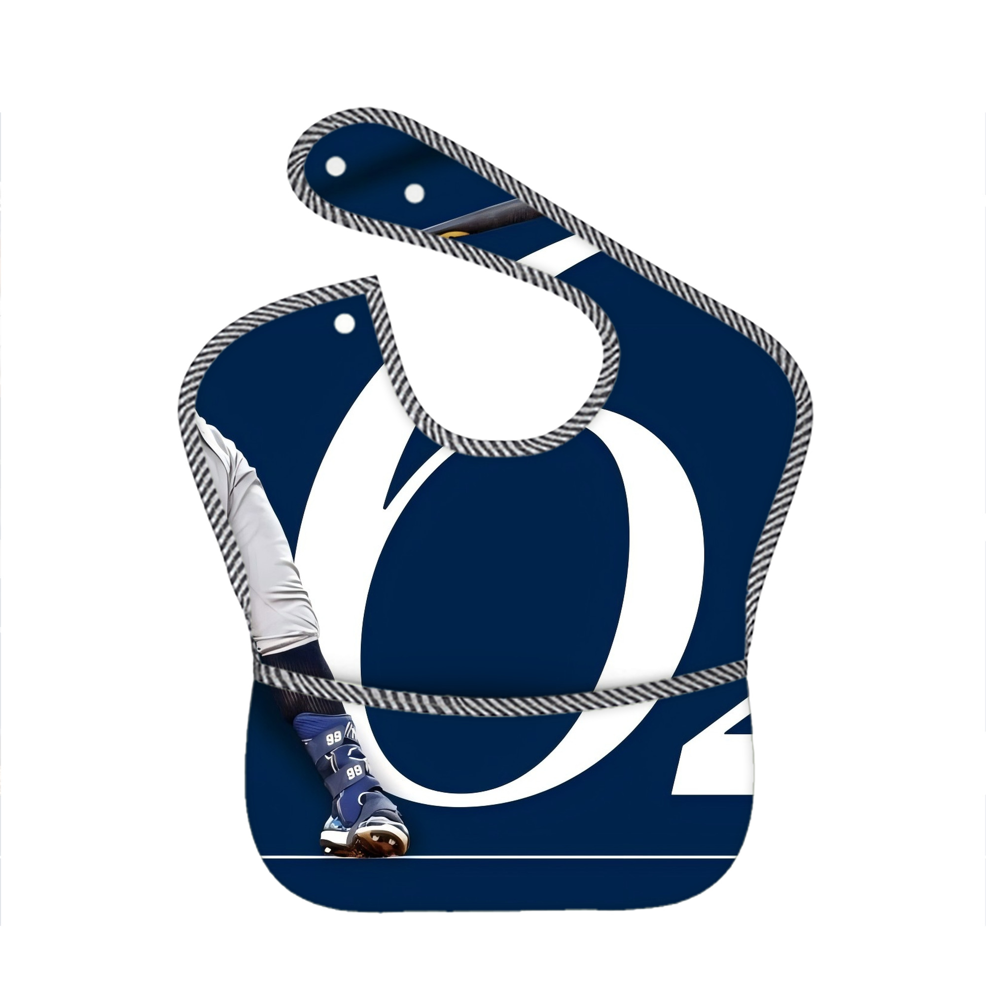 Aaron Judge 62 Home Runs Adjustable Waterproof Toddler Bib – Full-Print Durable Polyester – Foldable Crumb Pocket – Easy Snap Closure – Soft