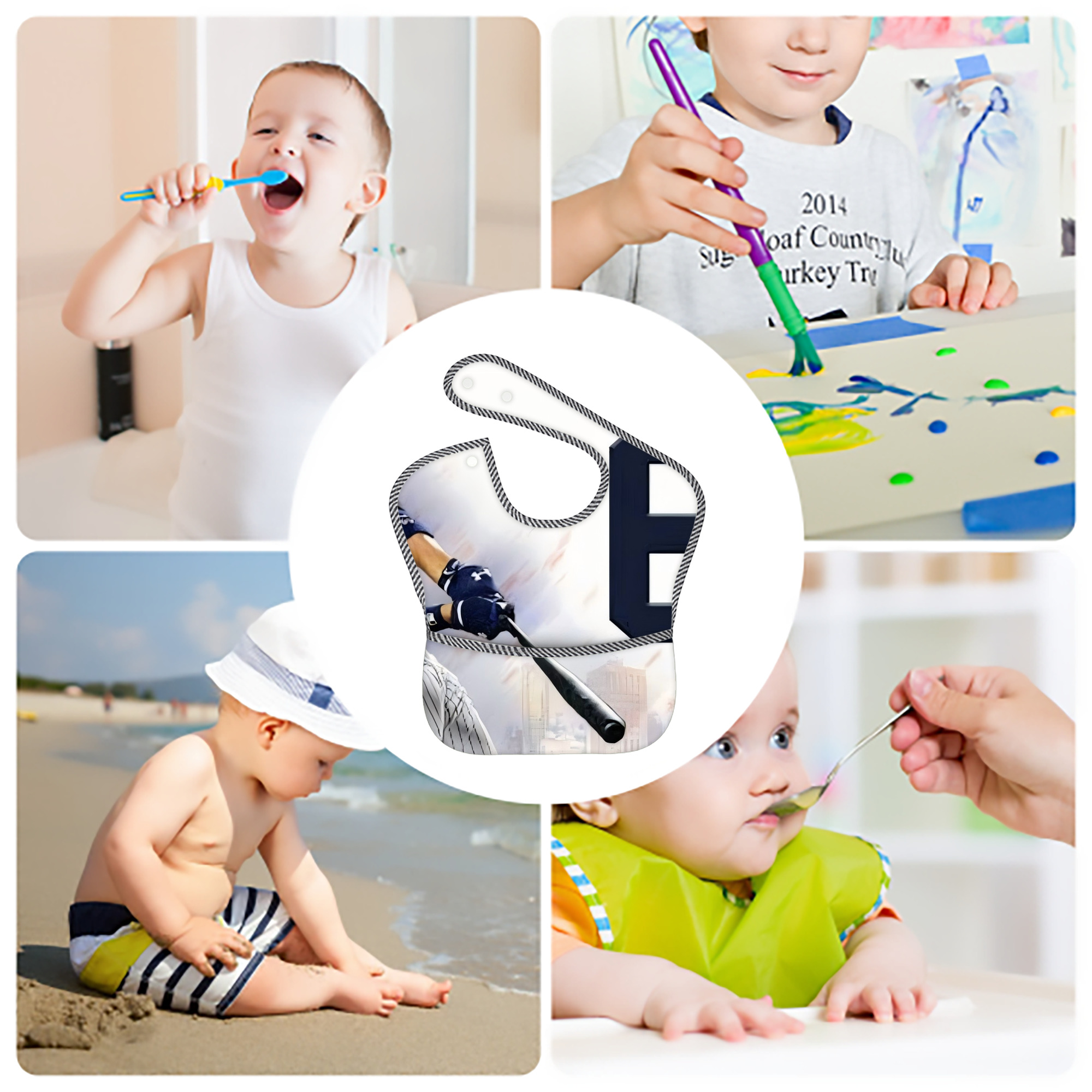 Aaron Judge 62 Home Runs Adjustable Waterproof Toddler Bib – Full-Print Durable Polyester – Foldable Crumb Pocket – Easy Snap Closure – Soft