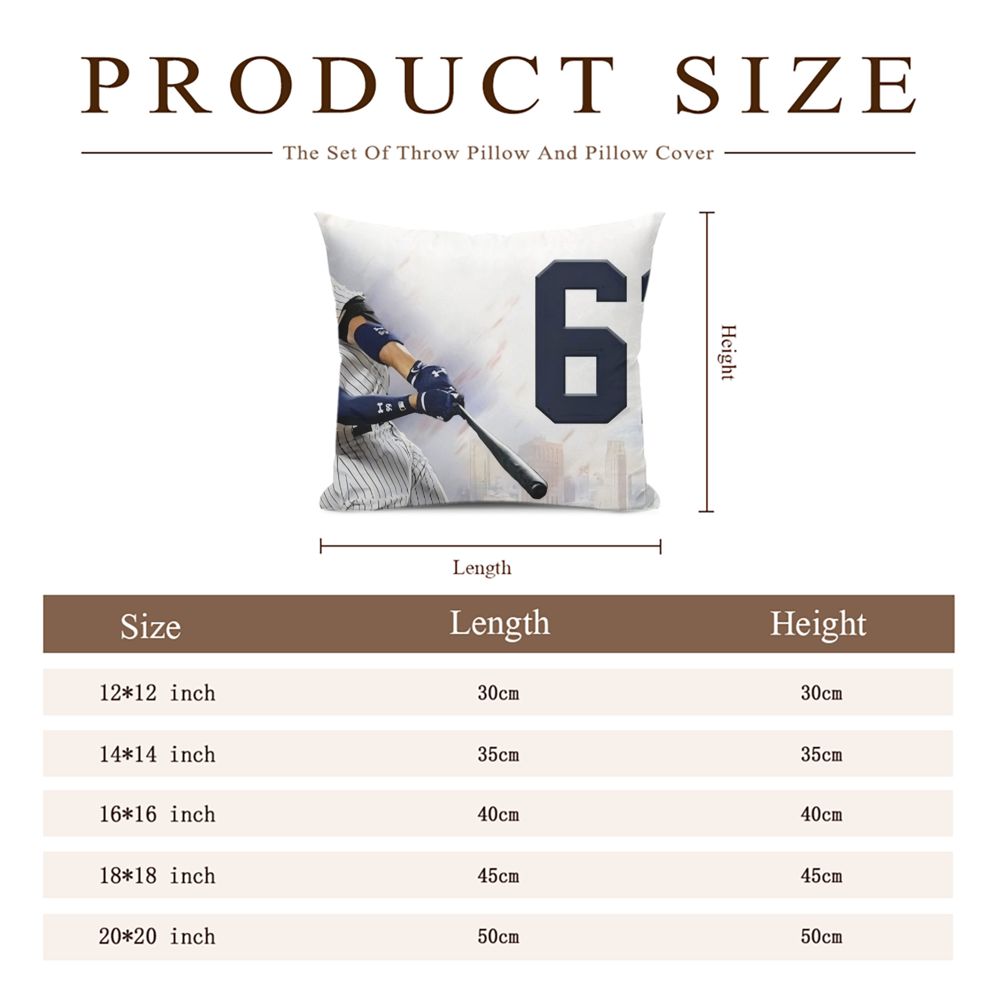 Aaron Judge 62 Home Runs Soft Polyester Pillow Cover With Insert – Double-Sided Design, Invisible Zipper, Durable & Breathable – Easy Care Cushion Set