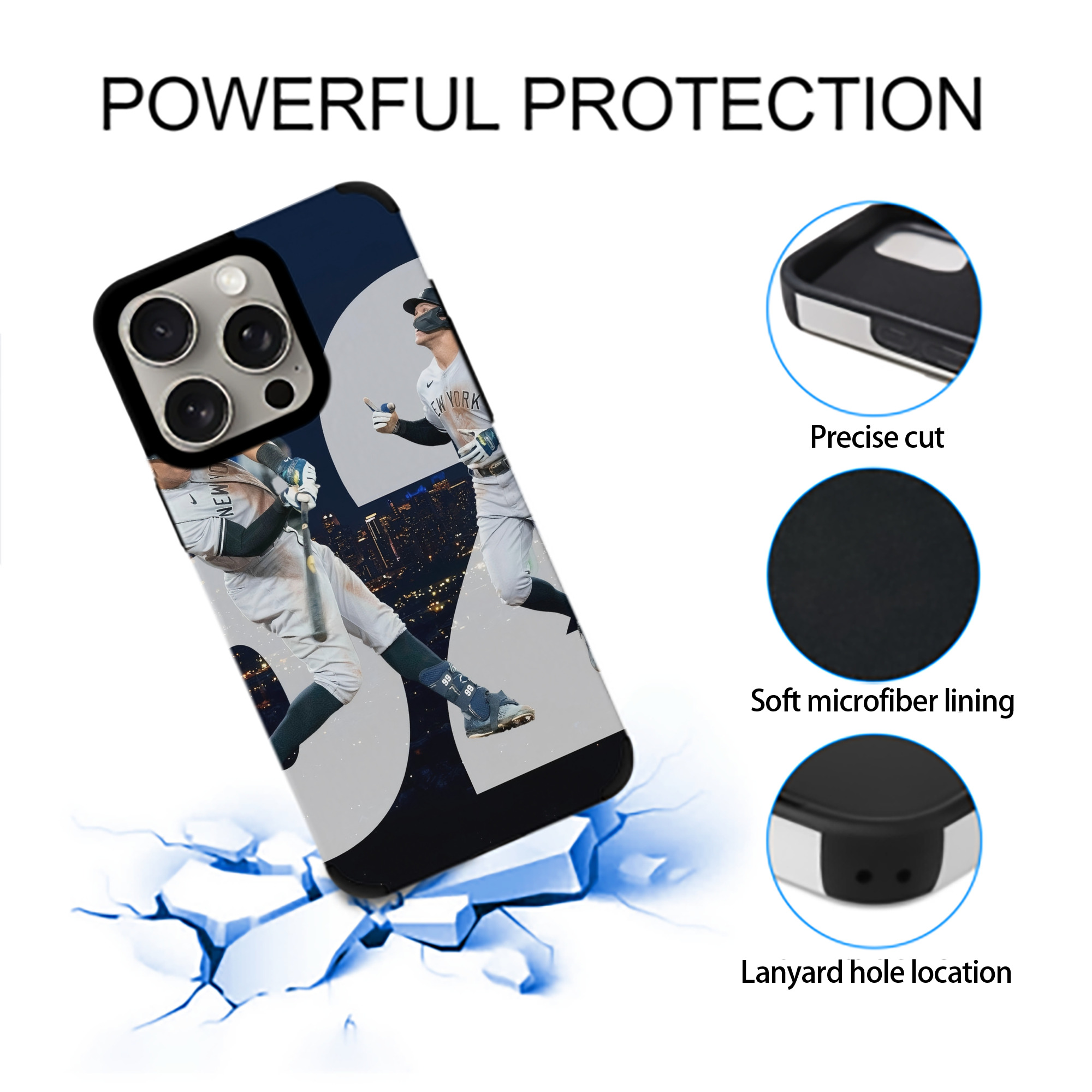 Aaron Judge 62 Home Runs IPhone 15 Pro Max PU Leather Case – Soft Lining, 360° Protection – Precise Fit, 3D Buttons, Easy Charging – Anti-Yellowing, Easy To Clean