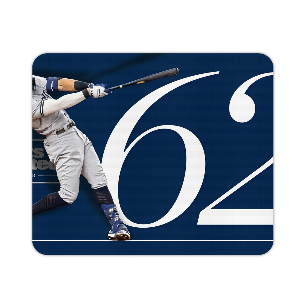 Aaron Judge 62 Home Runs Durable Rubber Mouse Pad With Stitched Edges, Waterproof, Non-Slip Surface, Ultra-Thin Design For Gaming, Office