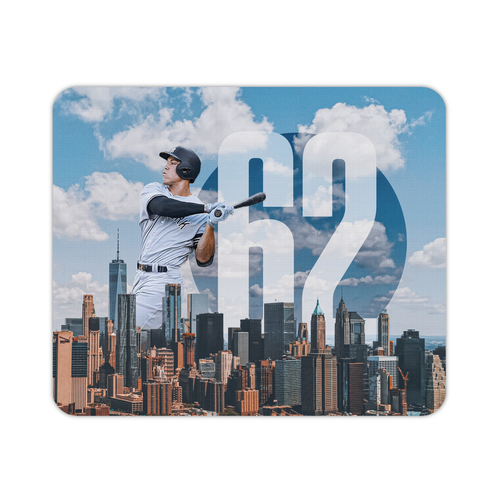 Aaron Judge 62 Home Runs Durable Rubber Mouse Pad With Stitched Edges, Waterproof, Non-Slip Surface, Ultra-Thin Design For Gaming, Office