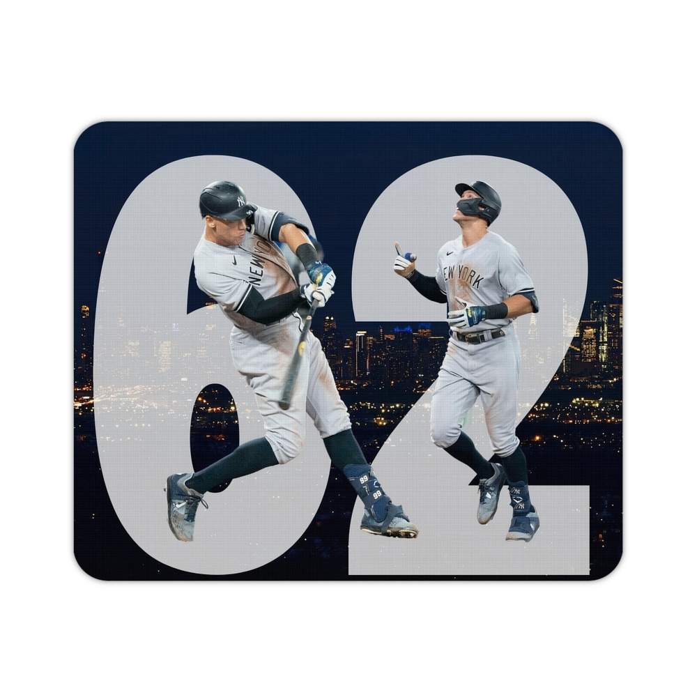 Aaron Judge 62 Home Runs Durable Rubber Mouse Pad With Stitched Edges, Waterproof, Non-Slip Surface, Ultra-Thin Design For Gaming, Office