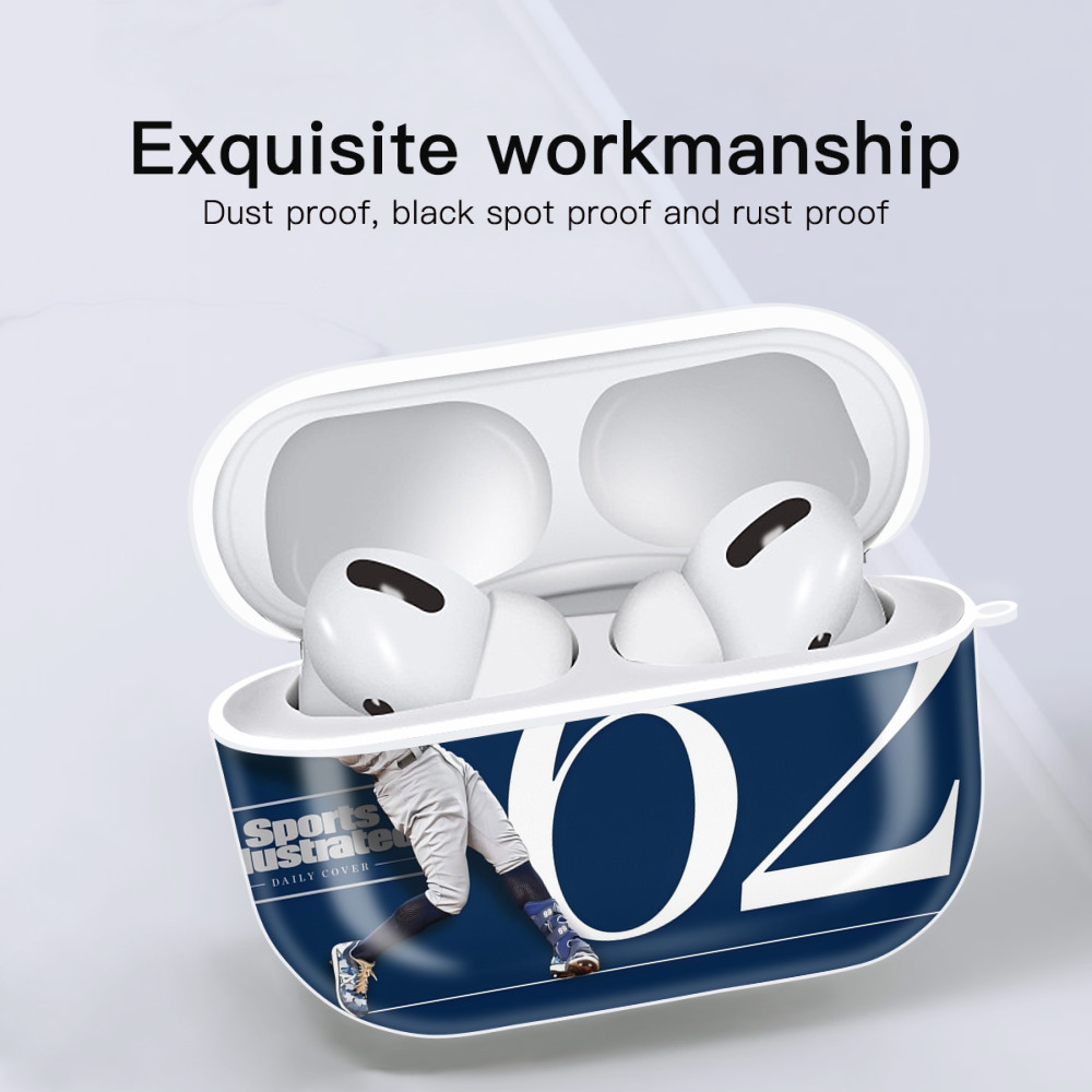 Aaron Judge 62 Home Runs AirPods Pro Hard Case White With Keychain, Durable Flexible PC, Precise Cutouts, Anti-Fingerprint, Yellowing & Scratch Resistant, Full Protection, Washable