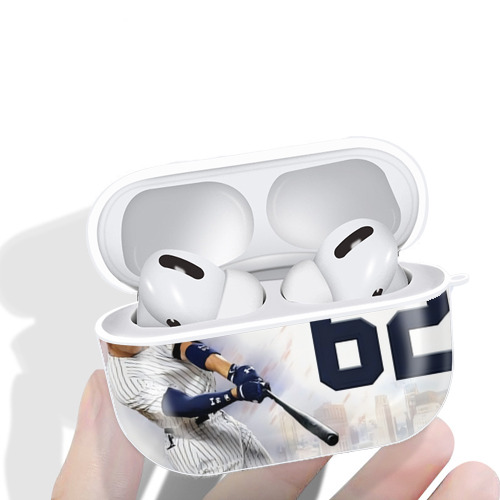 Aaron Judge 62 Home Runs AirPods Pro Hard Case White With Keychain, Durable Flexible PC, Precise Cutouts, Anti-Fingerprint, Yellowing & Scratch Resistant, Full Protection, Washable