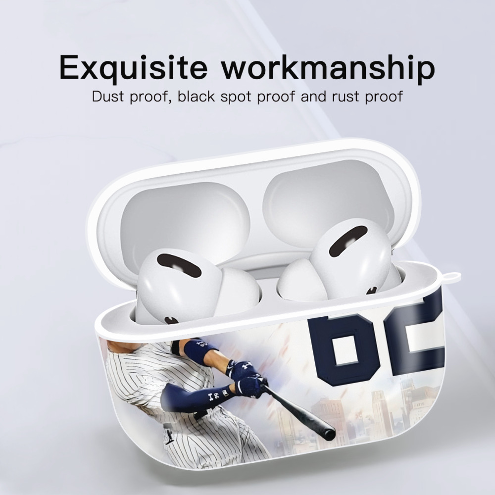 Aaron Judge 62 Home Runs AirPods Pro Hard Case White With Keychain, Durable Flexible PC, Precise Cutouts, Anti-Fingerprint, Yellowing & Scratch Resistant, Full Protection, Washable