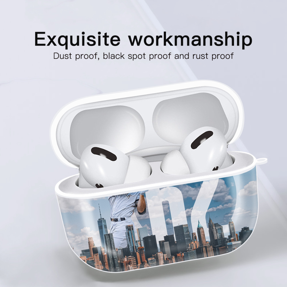 Aaron Judge 62 Home Runs AirPods Pro Hard Case White With Keychain, Durable Flexible PC, Precise Cutouts, Anti-Fingerprint, Yellowing & Scratch Resistant, Full Protection, Washable