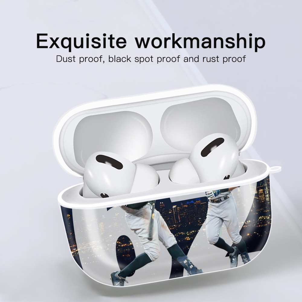 Aaron Judge 62 Home Runs AirPods Pro Hard Case White With Keychain, Durable Flexible PC, Precise Cutouts, Anti-Fingerprint, Yellowing & Scratch Resistant, Full Protection, Washable