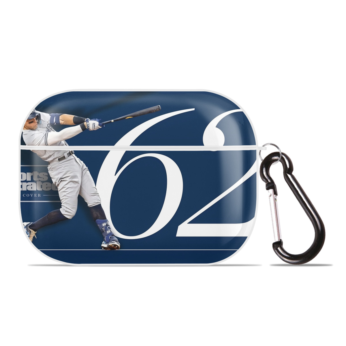 Aaron Judge 62 Home Runs AirPods Pro Hard Case White With Keychain, Durable Flexible PC, Precise Cutouts, Anti-Fingerprint, Yellowing & Scratch Resistant, Full Protection, Washable