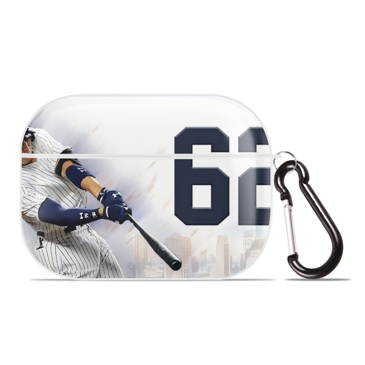 Aaron Judge 62 Home Runs AirPods Pro Hard Case White With Keychain, Durable Flexible PC, Precise Cutouts, Anti-Fingerprint, Yellowing & Scratch Resistant, Full Protection, Washable