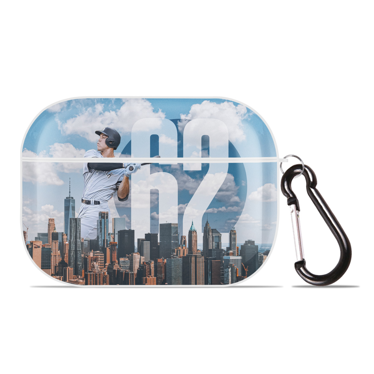 Aaron Judge 62 Home Runs AirPods Pro Hard Case White With Keychain, Durable Flexible PC, Precise Cutouts, Anti-Fingerprint, Yellowing & Scratch Resistant, Full Protection, Washable