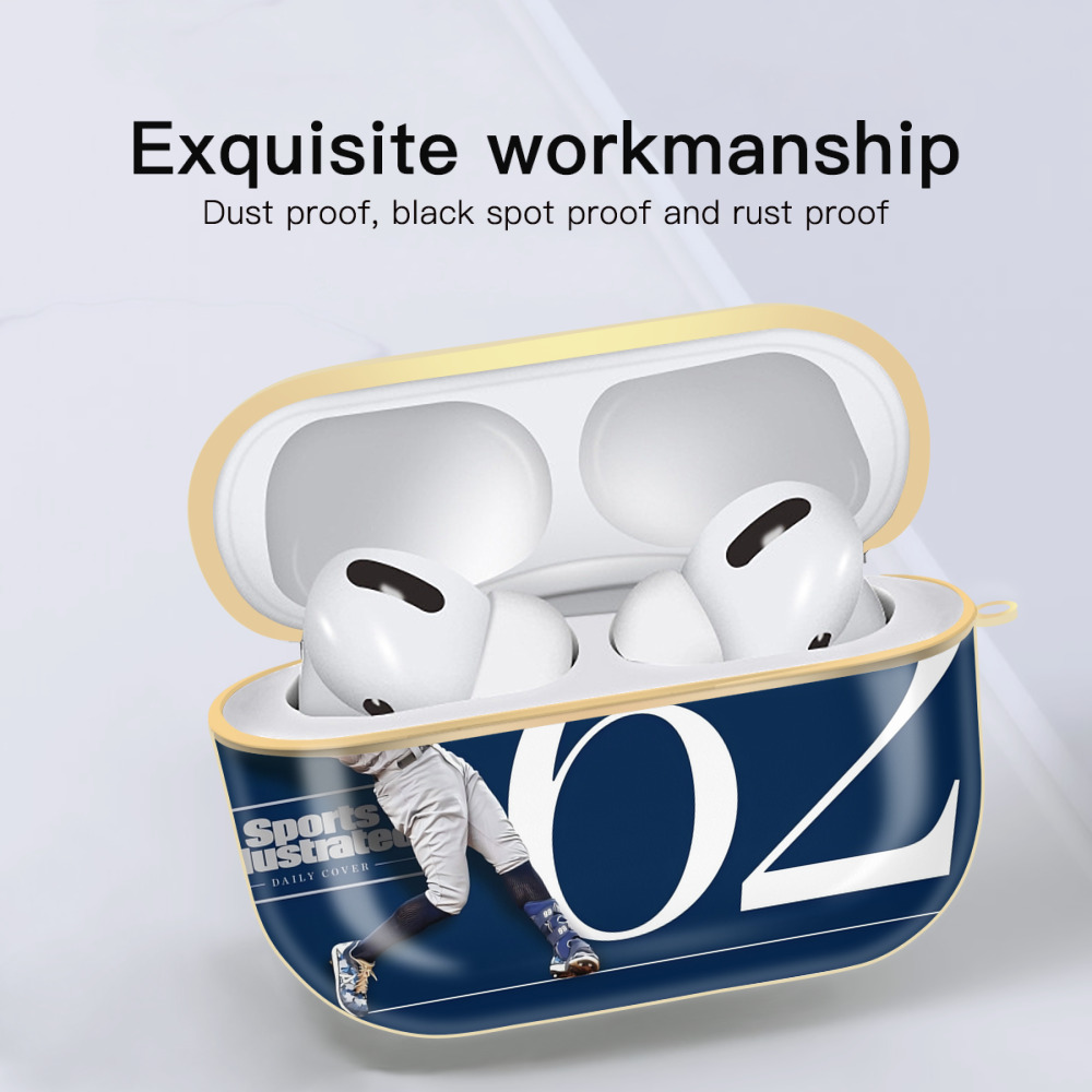 Aaron Judge 62 Home Runs Luxury Gold AirPods Pro Case With Keychain, Flexible PC Material, Full Protection, Precise Cutouts, Anti-Fingerprint, Washable, Durable Design