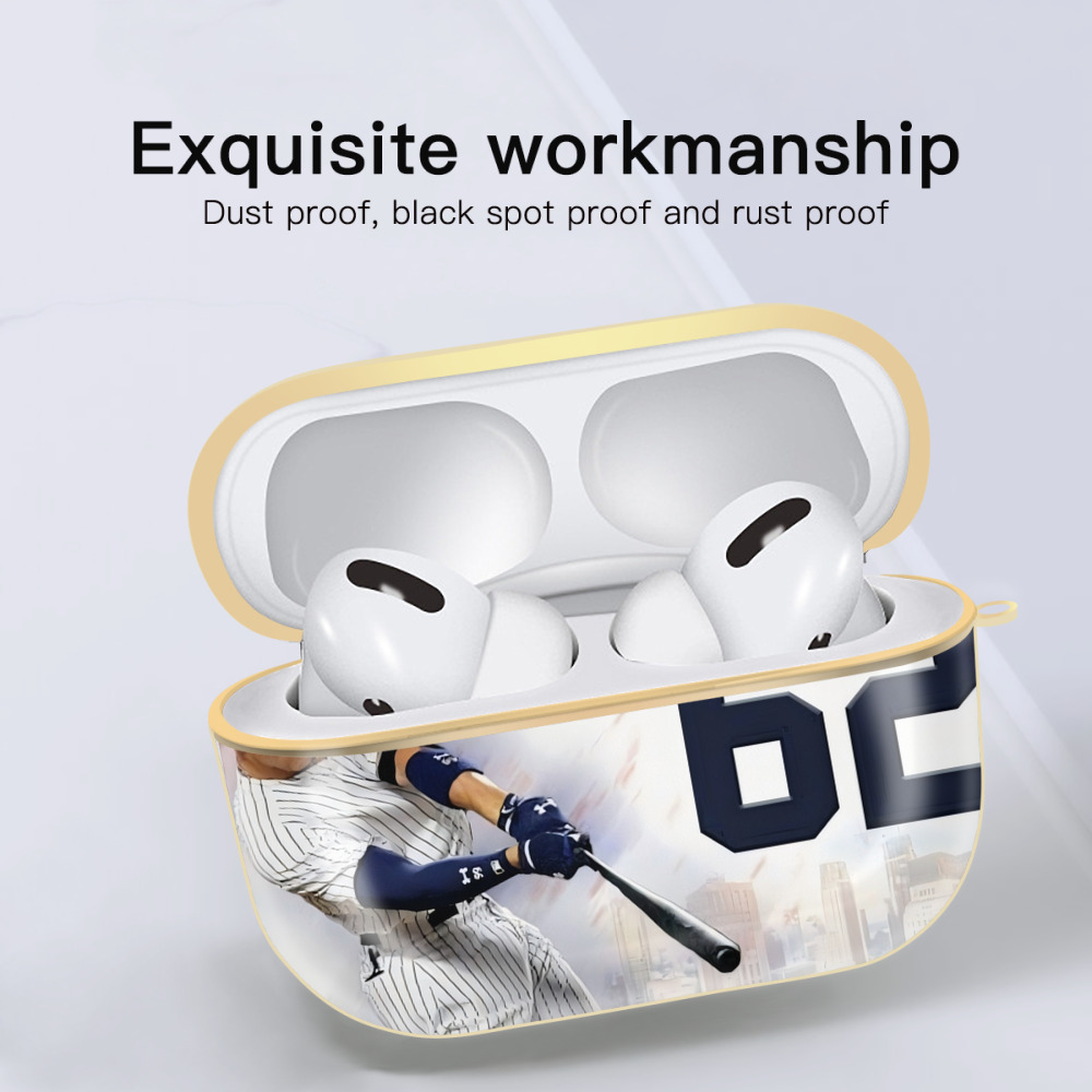 Aaron Judge 62 Home Runs Luxury Gold AirPods Pro Case With Keychain, Flexible PC Material, Full Protection, Precise Cutouts, Anti-Fingerprint, Washable, Durable Design