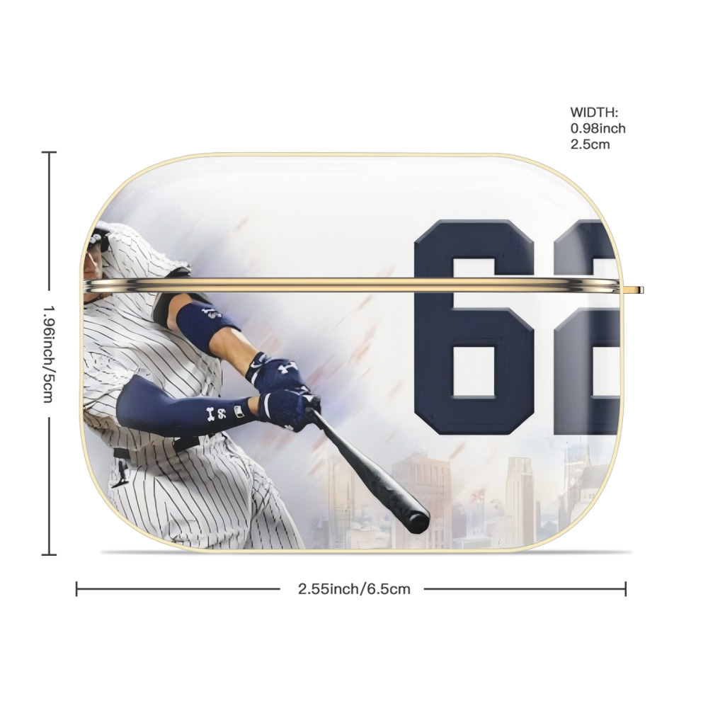 Aaron Judge 62 Home Runs Luxury Gold AirPods Pro Case With Keychain, Flexible PC Material, Full Protection, Precise Cutouts, Anti-Fingerprint, Washable, Durable Design