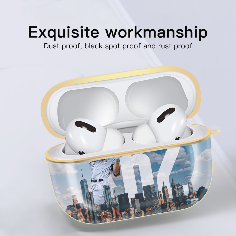 Aaron Judge 62 Home Runs Luxury Gold AirPods Pro Case With Keychain, Flexible PC Material, Full Protection, Precise Cutouts, Anti-Fingerprint, Washable, Durable Design
