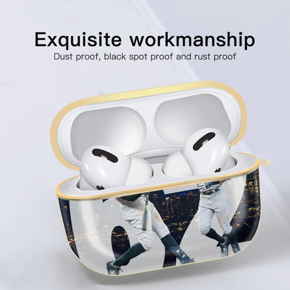 Aaron Judge 62 Home Runs Luxury Gold AirPods Pro Case With Keychain, Flexible PC Material, Full Protection, Precise Cutouts, Anti-Fingerprint, Washable, Durable Design