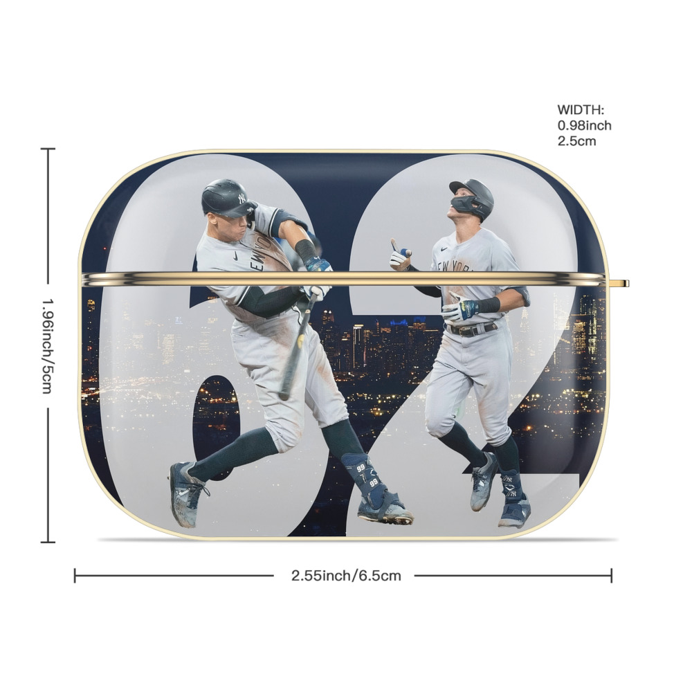 Aaron Judge 62 Home Runs Luxury Gold AirPods Pro Case With Keychain, Flexible PC Material, Full Protection, Precise Cutouts, Anti-Fingerprint, Washable, Durable Design