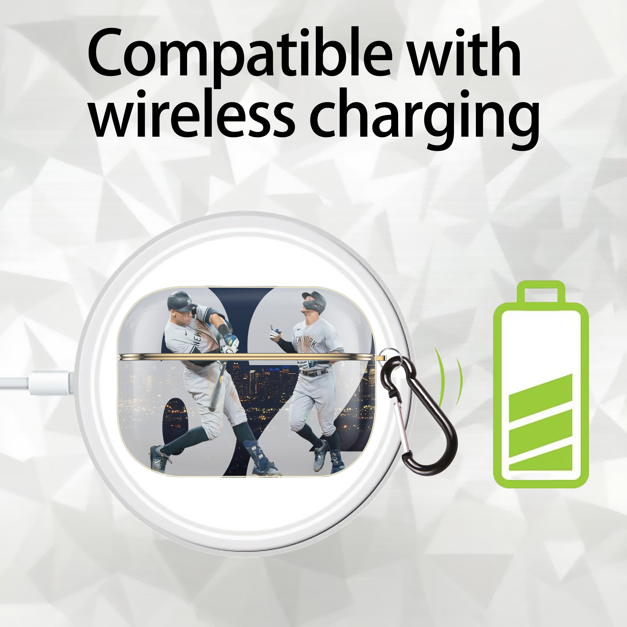 Aaron Judge 62 Home Runs Luxury Gold AirPods Pro Case With Keychain, Flexible PC Material, Full Protection, Precise Cutouts, Anti-Fingerprint, Washable, Durable Design