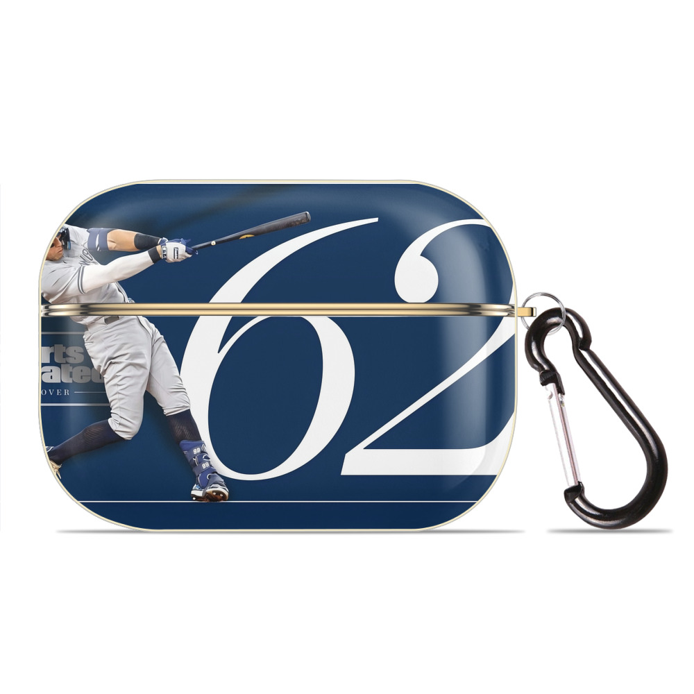 Aaron Judge 62 Home Runs Luxury Gold AirPods Pro Case With Keychain, Flexible PC Material, Full Protection, Precise Cutouts, Anti-Fingerprint, Washable, Durable Design