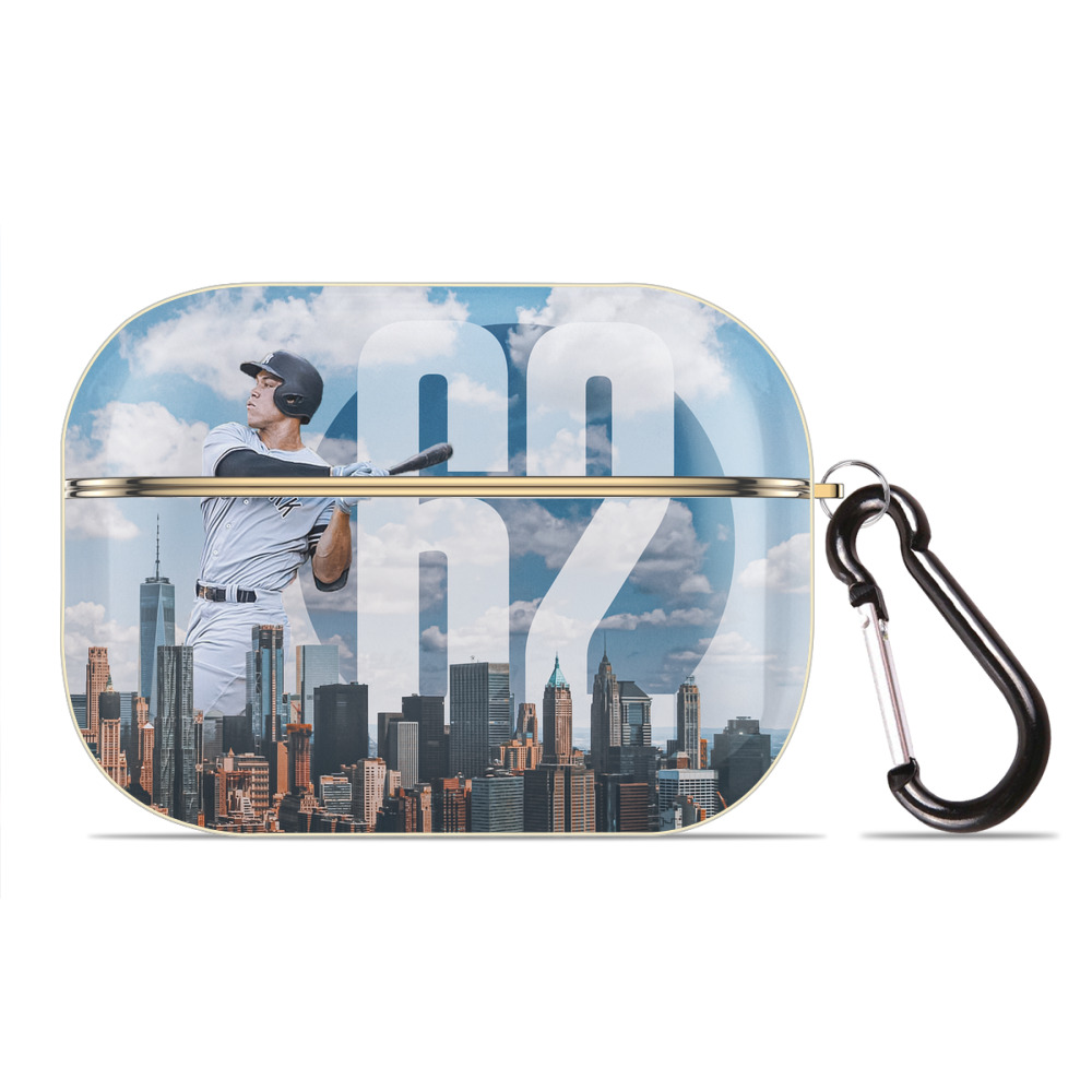 Aaron Judge 62 Home Runs Luxury Gold AirPods Pro Case With Keychain, Flexible PC Material, Full Protection, Precise Cutouts, Anti-Fingerprint, Washable, Durable Design