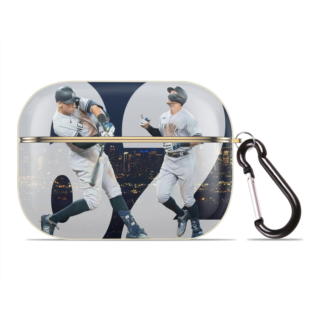 Aaron Judge 62 Home Runs Luxury Gold AirPods Pro Case With Keychain, Flexible PC Material, Full Protection, Precise Cutouts, Anti-Fingerprint, Washable, Durable Design