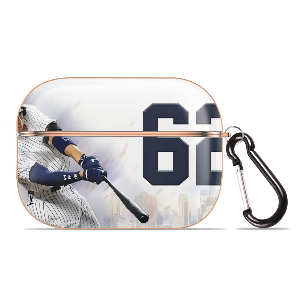 Aaron Judge 62 Home Runs AirPods Pro Protective Case Rose Gold, Flexible PC Material, Precise Fit, Anti-Slip Cover, Full Protection, Fingerprint Resistant, Washable With Keychain