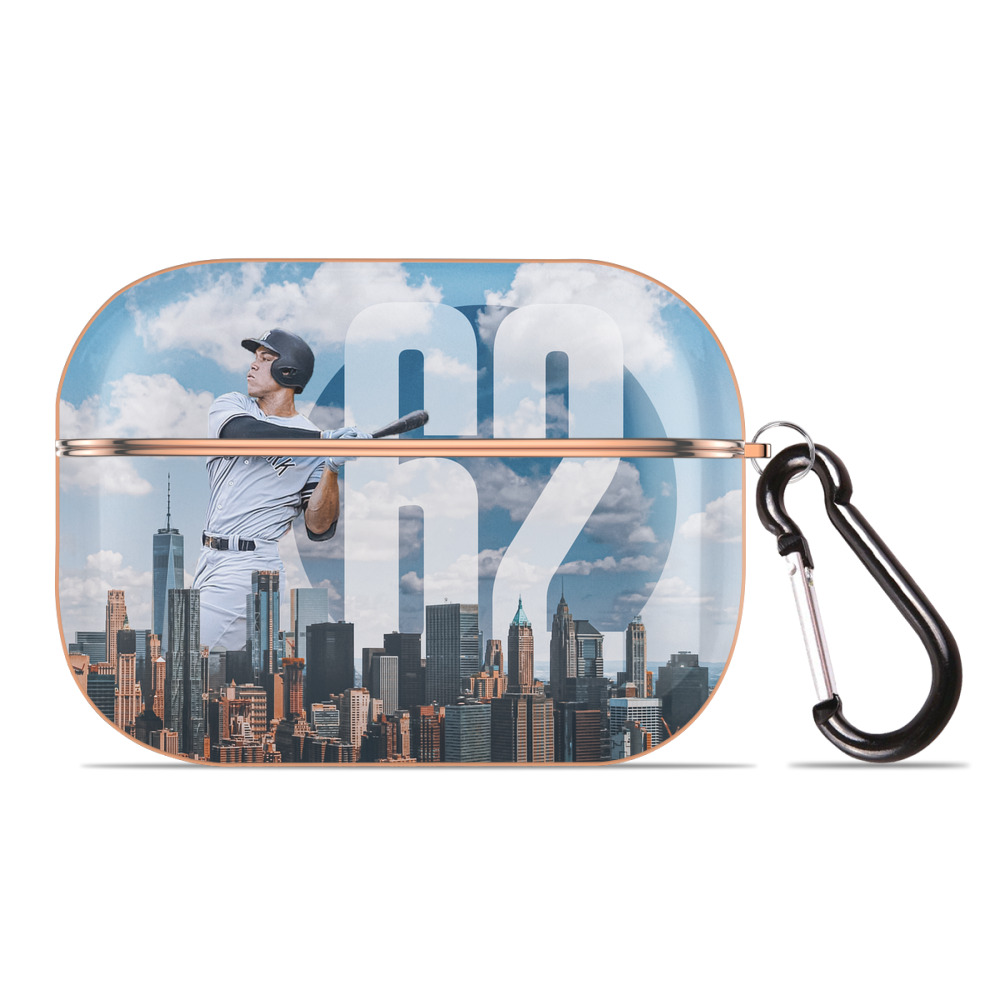 Aaron Judge 62 Home Runs AirPods Pro Protective Case Rose Gold, Flexible PC Material, Precise Fit, Anti-Slip Cover, Full Protection, Fingerprint Resistant, Washable With Keychain