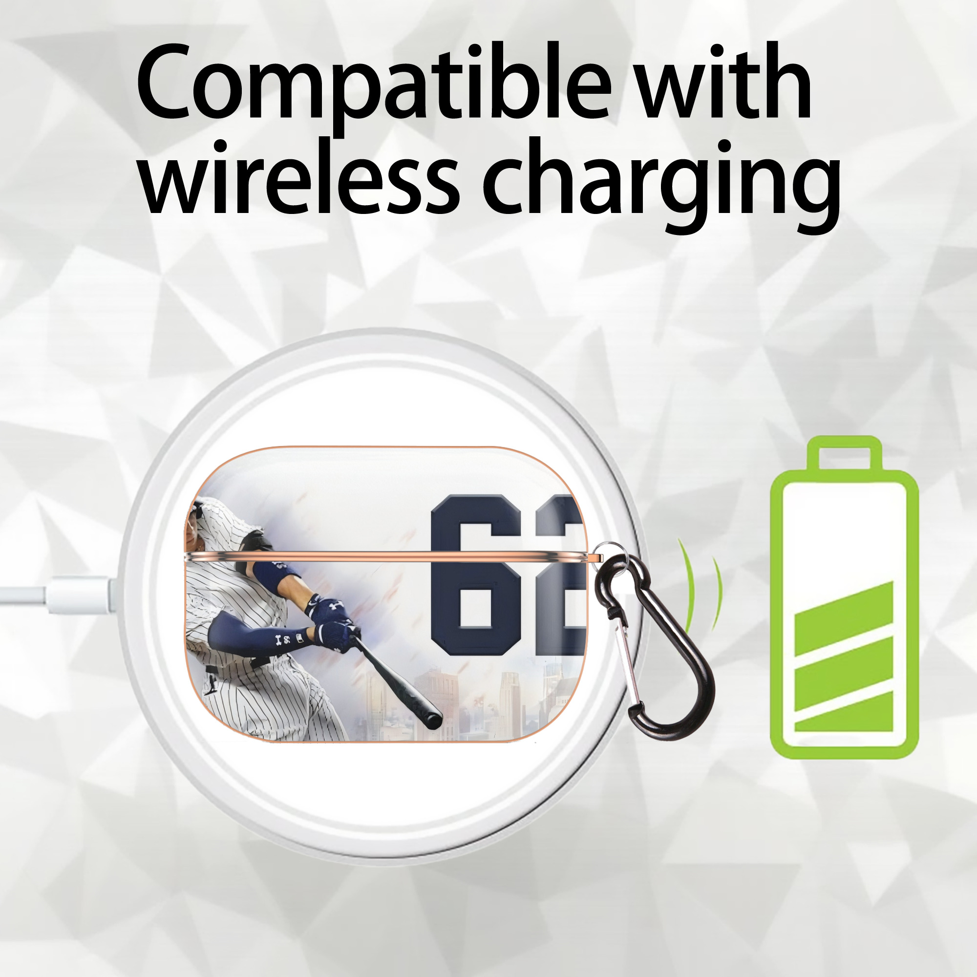 Aaron Judge 62 Home Runs AirPods Pro Protective Case Rose Gold, Flexible PC Material, Precise Fit, Anti-Slip Cover, Full Protection, Fingerprint Resistant, Washable With Keychain