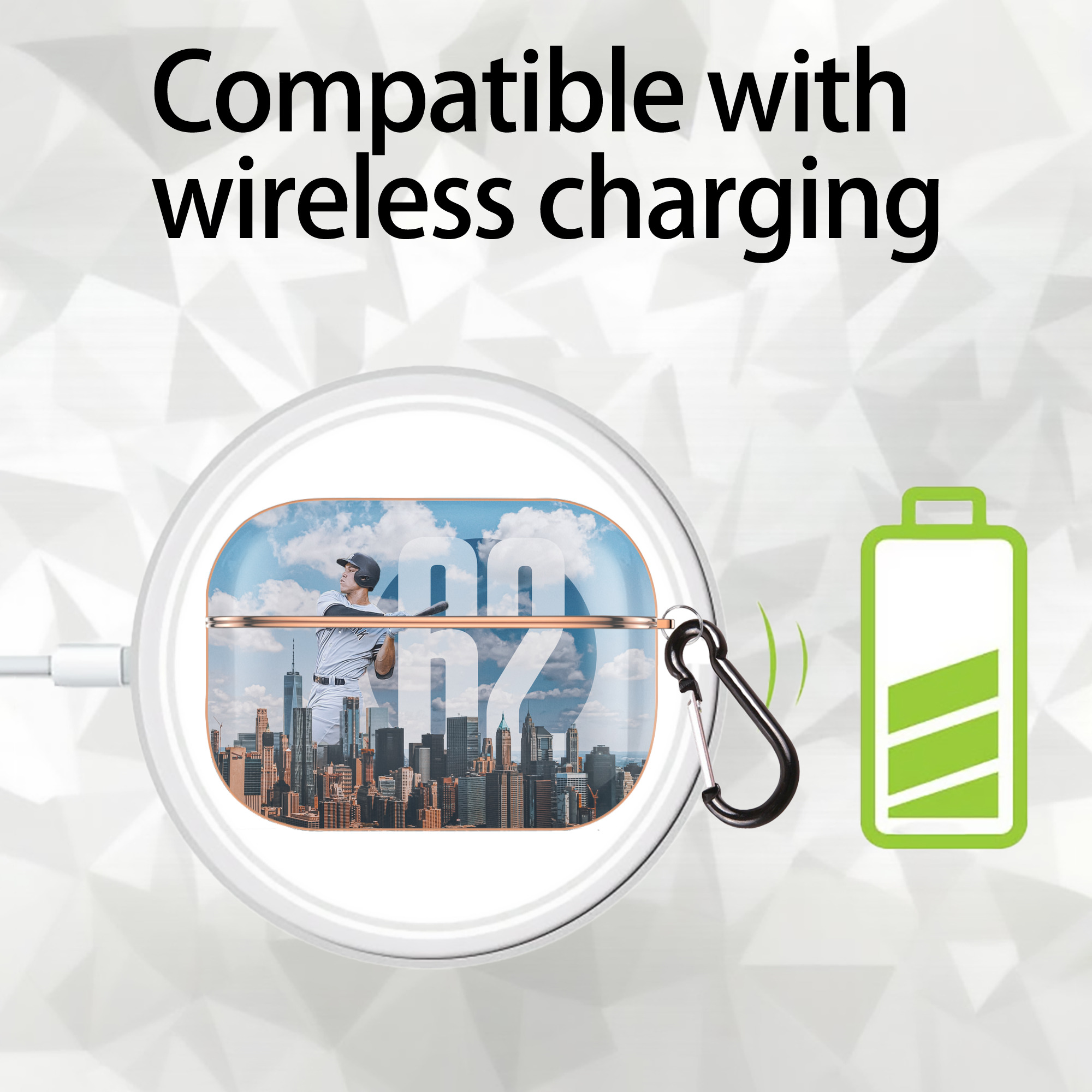 Aaron Judge 62 Home Runs AirPods Pro Protective Case Rose Gold, Flexible PC Material, Precise Fit, Anti-Slip Cover, Full Protection, Fingerprint Resistant, Washable With Keychain