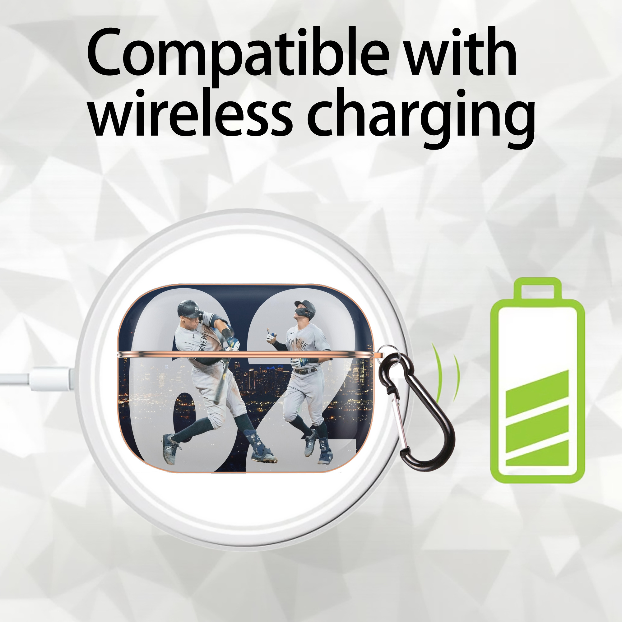 Aaron Judge 62 Home Runs AirPods Pro Protective Case Rose Gold, Flexible PC Material, Precise Fit, Anti-Slip Cover, Full Protection, Fingerprint Resistant, Washable With Keychain