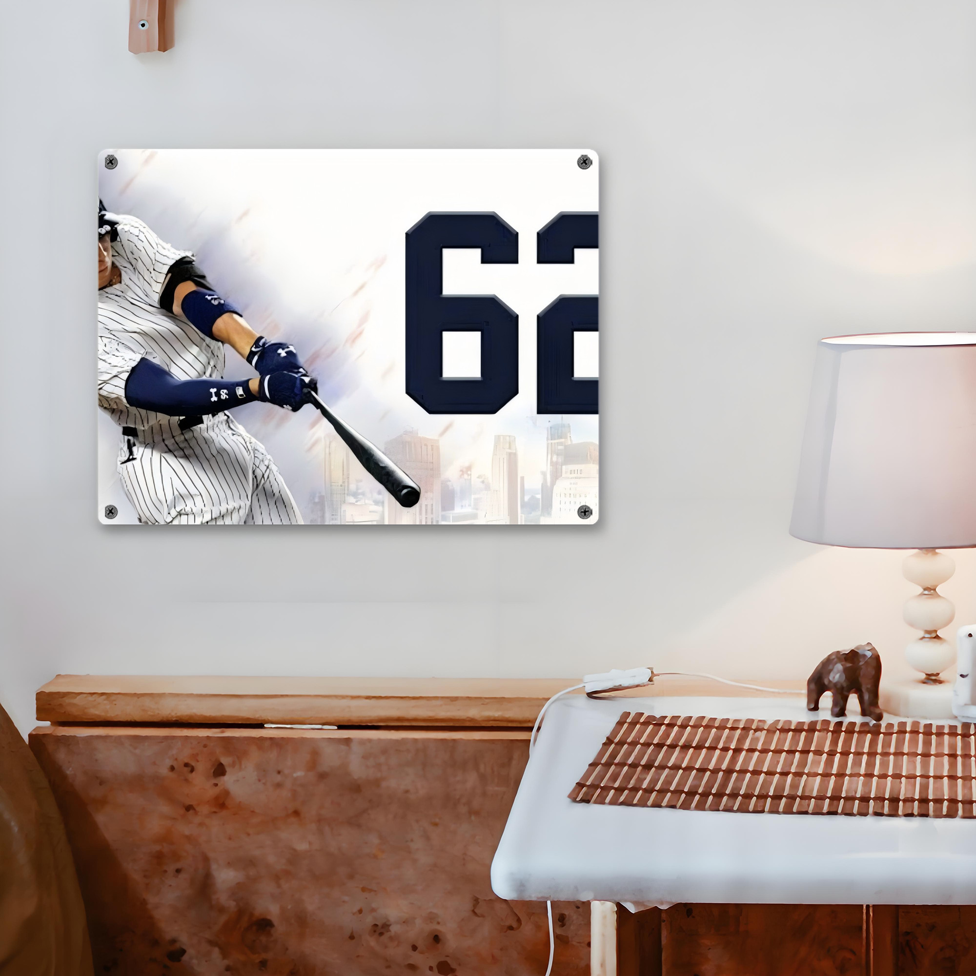 Aaron Judge 62 Home Runs Vintage Metal Tin Sign 16x12 – Full-Print Iron Wall Decor – Durable, Fade-Resistant – Easy To Hang – Ideal For Home, Bar, Kitchen & Office Decor