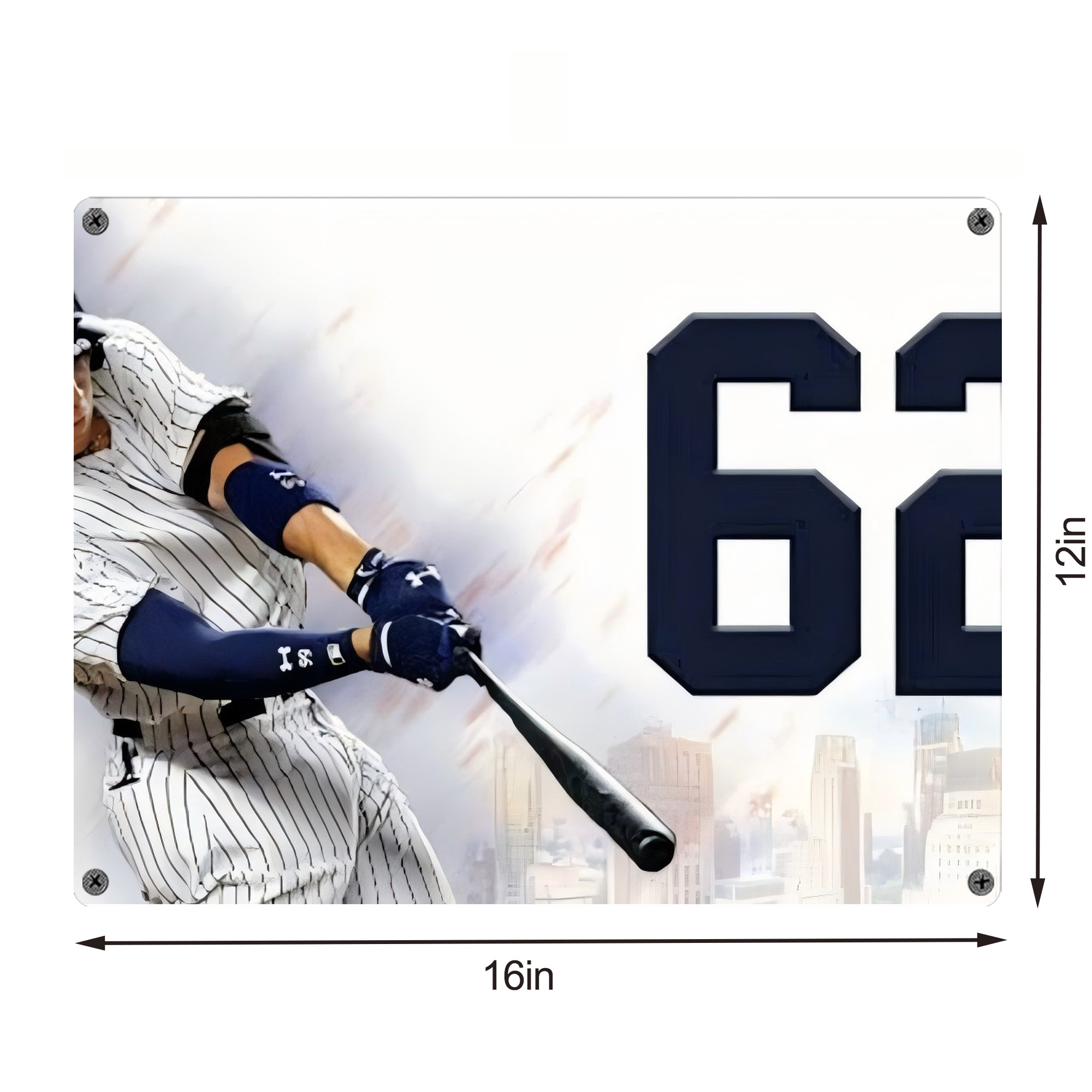 Aaron Judge 62 Home Runs Vintage Metal Tin Sign 16x12 – Full-Print Iron Wall Decor – Durable, Fade-Resistant – Easy To Hang – Ideal For Home, Bar, Kitchen & Office Decor