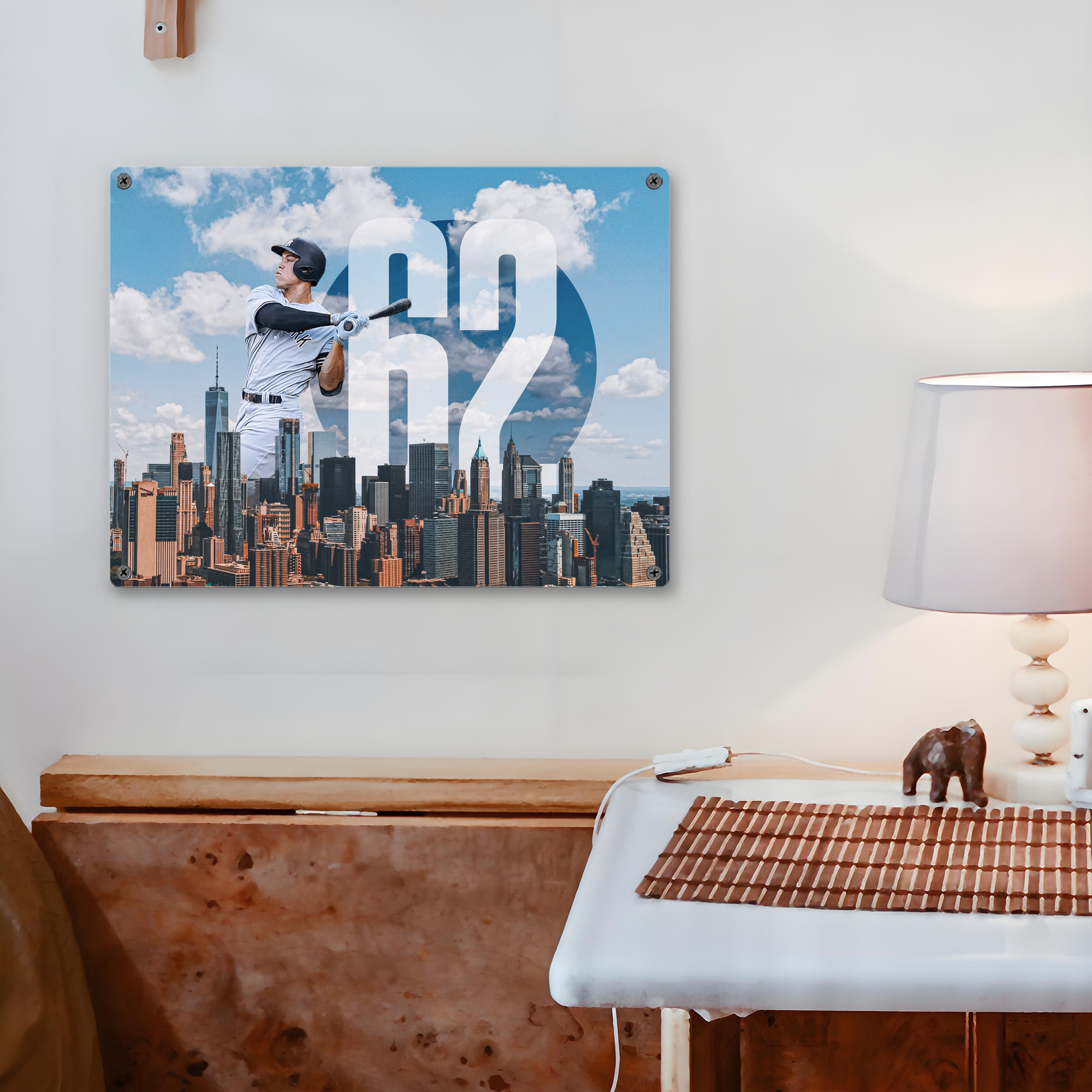 Aaron Judge 62 Home Runs Vintage Metal Tin Sign 16x12 – Full-Print Iron Wall Decor – Durable, Fade-Resistant – Easy To Hang – Ideal For Home, Bar, Kitchen & Office Decor