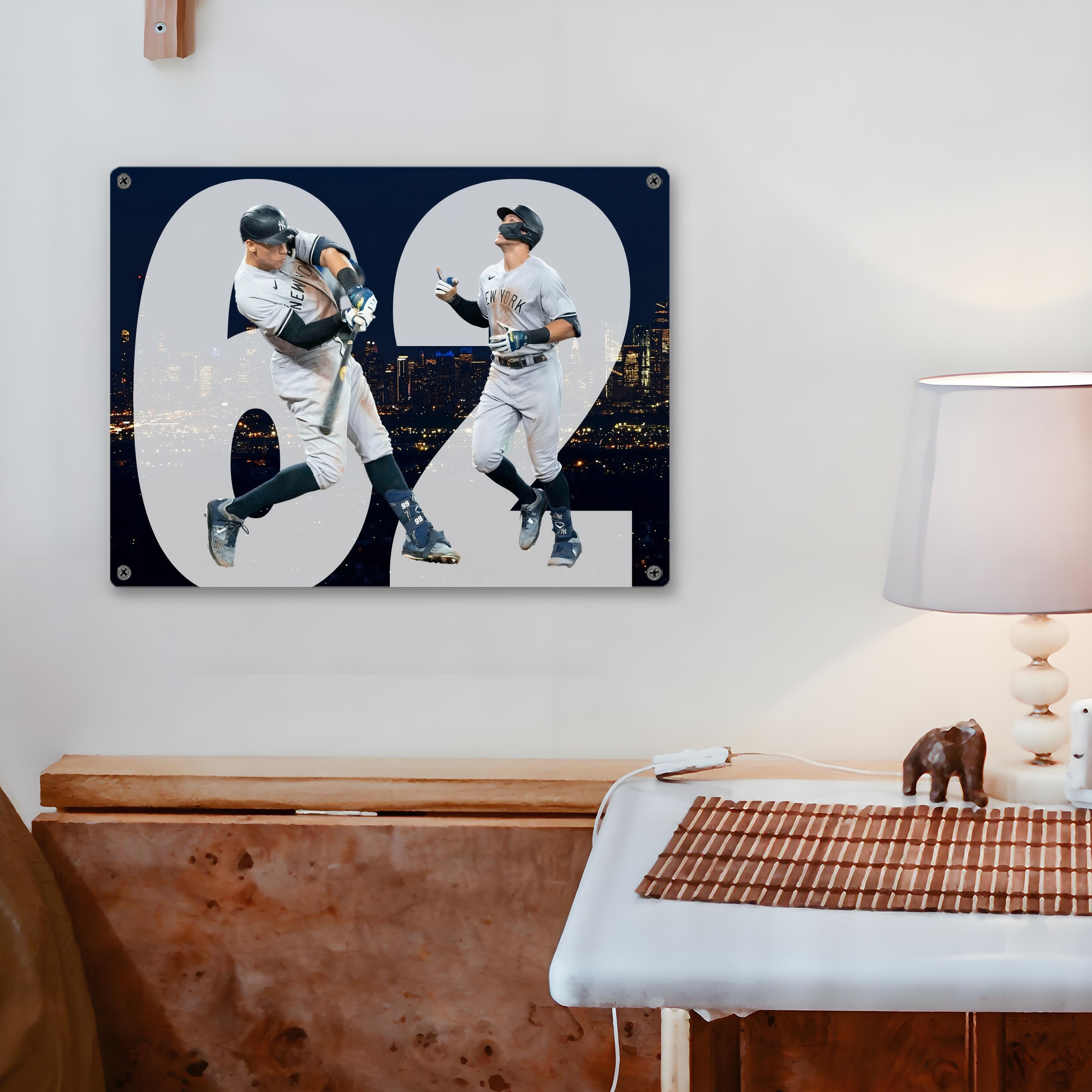 Aaron Judge 62 Home Runs Vintage Metal Tin Sign 16x12 – Full-Print Iron Wall Decor – Durable, Fade-Resistant – Easy To Hang – Ideal For Home, Bar, Kitchen & Office Decor