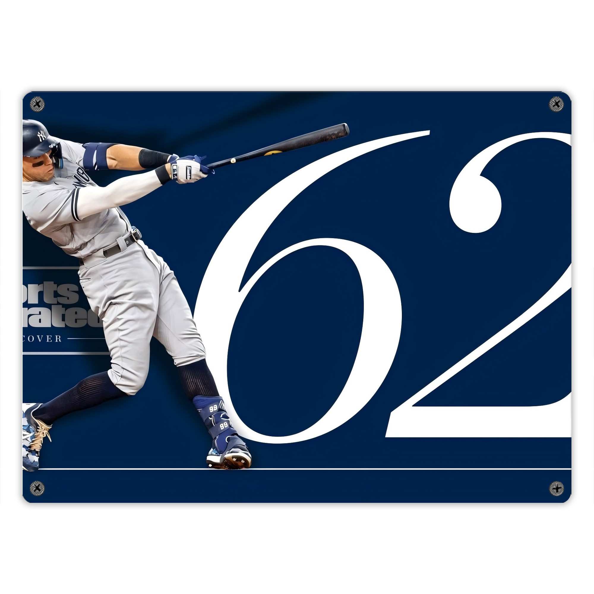 Aaron Judge 62 Home Runs Vintage Metal Tin Sign 16x12 – Full-Print Iron Wall Decor – Durable, Fade-Resistant – Easy To Hang – Ideal For Home, Bar, Kitchen & Office Decor