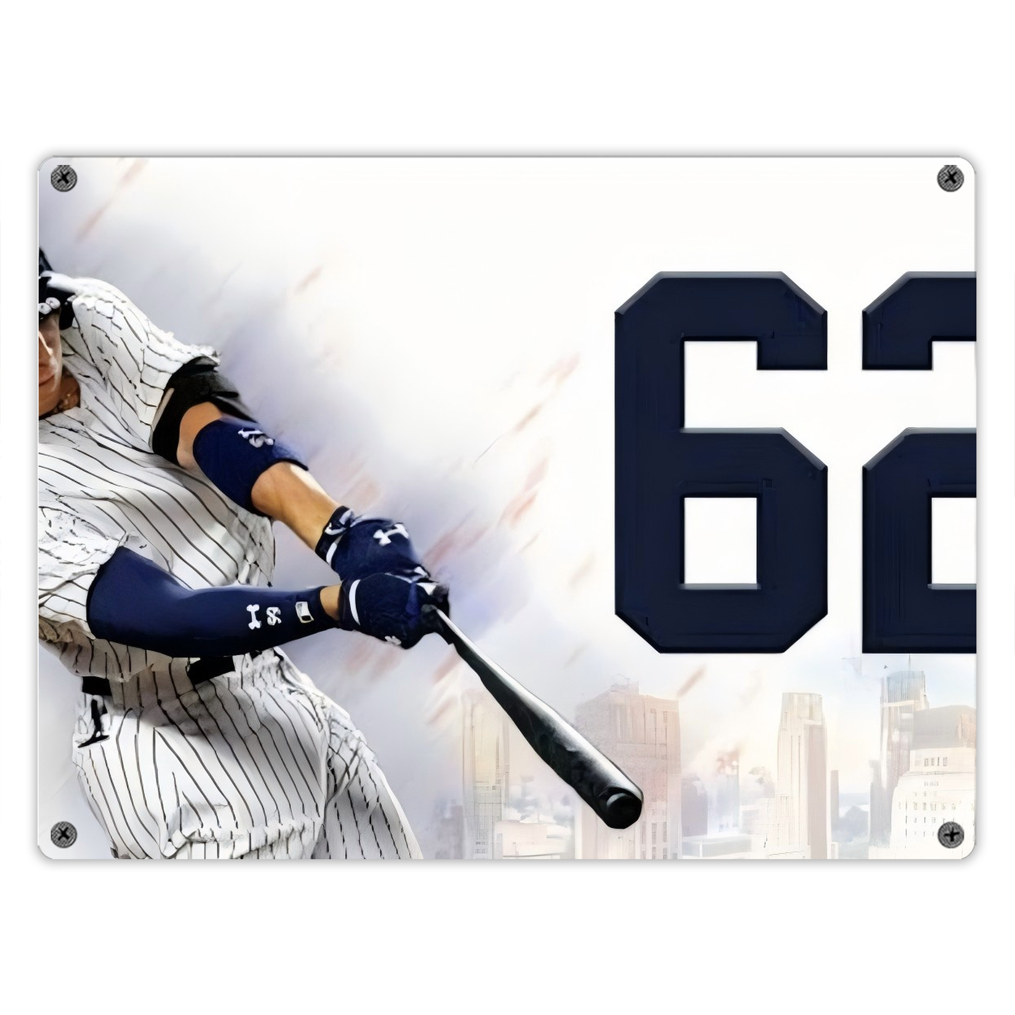 Aaron Judge 62 Home Runs Vintage Metal Tin Sign 16x12 – Full-Print Iron Wall Decor – Durable, Fade-Resistant – Easy To Hang – Ideal For Home, Bar, Kitchen & Office Decor