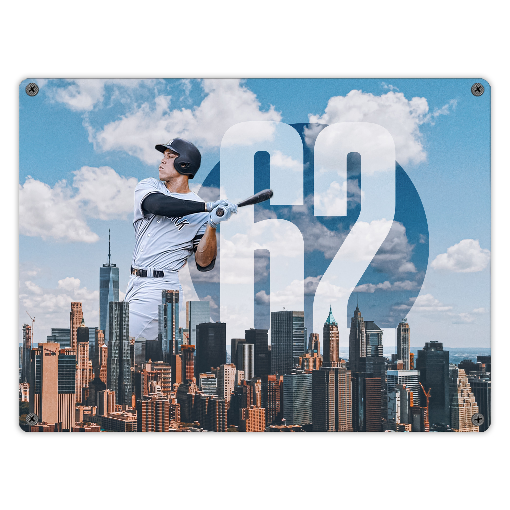 Aaron Judge 62 Home Runs Vintage Metal Tin Sign 16x12 – Full-Print Iron Wall Decor – Durable, Fade-Resistant – Easy To Hang – Ideal For Home, Bar, Kitchen & Office Decor
