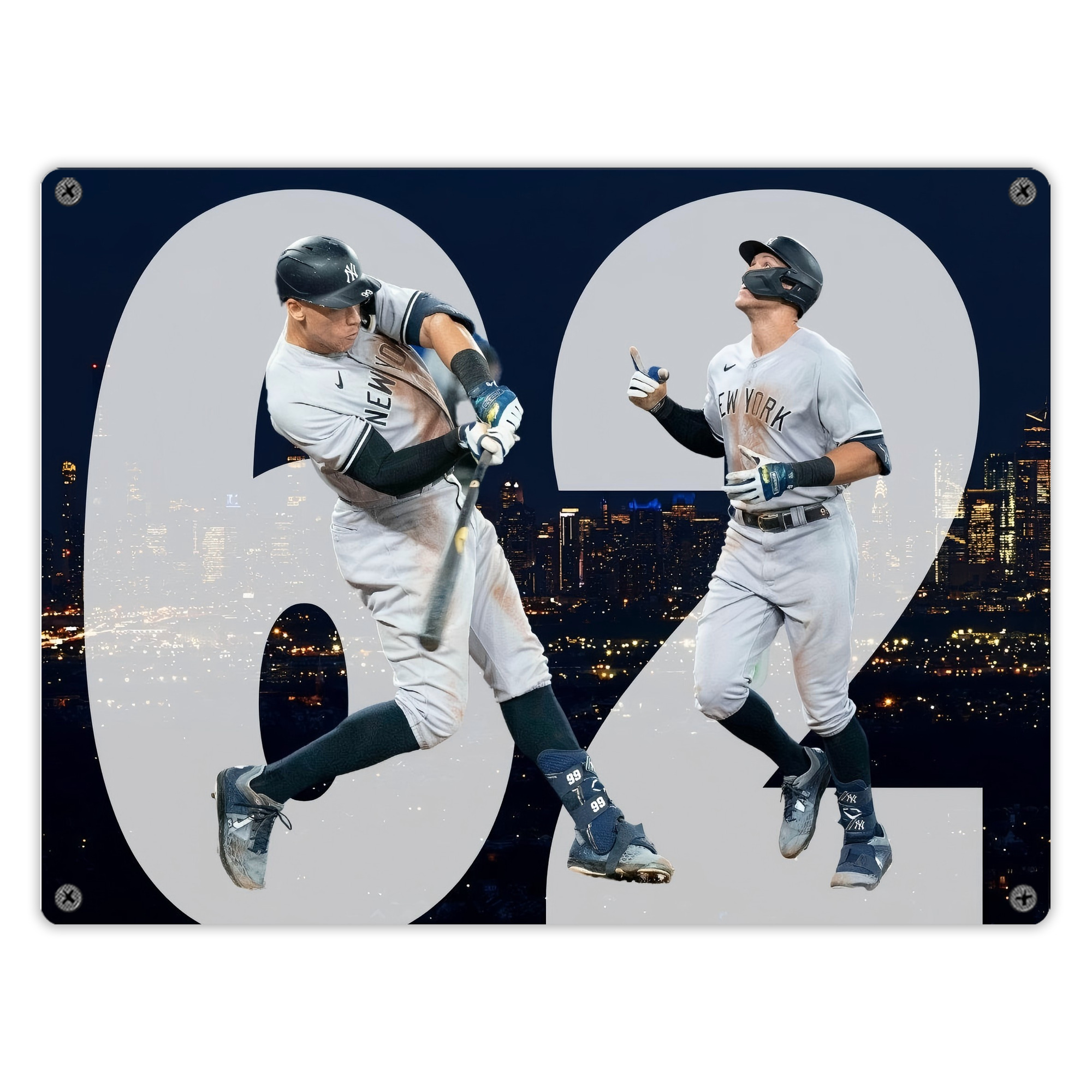 Aaron Judge 62 Home Runs Vintage Metal Tin Sign 16x12 – Full-Print Iron Wall Decor – Durable, Fade-Resistant – Easy To Hang – Ideal For Home, Bar, Kitchen & Office Decor