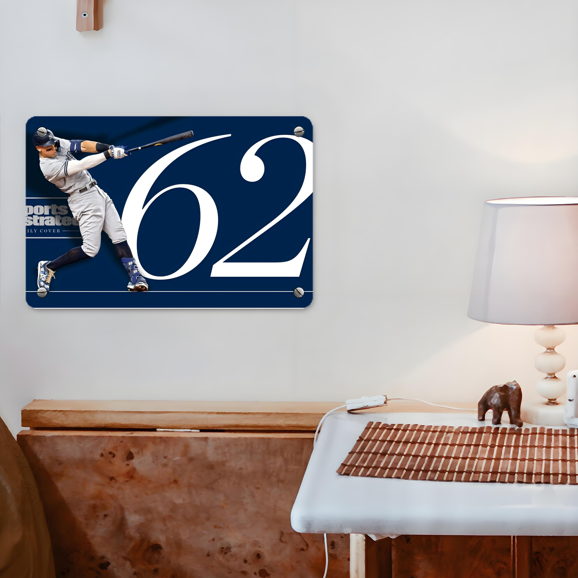 Aaron Judge 62 Home Runs Metal Tin Sign 12x8inch - Premium Full-Print Decorative Wall Art, Durable Rust-Resistant Metal Plaque For Living Room, Bedroom, Kitchen, Office, Bar Décor