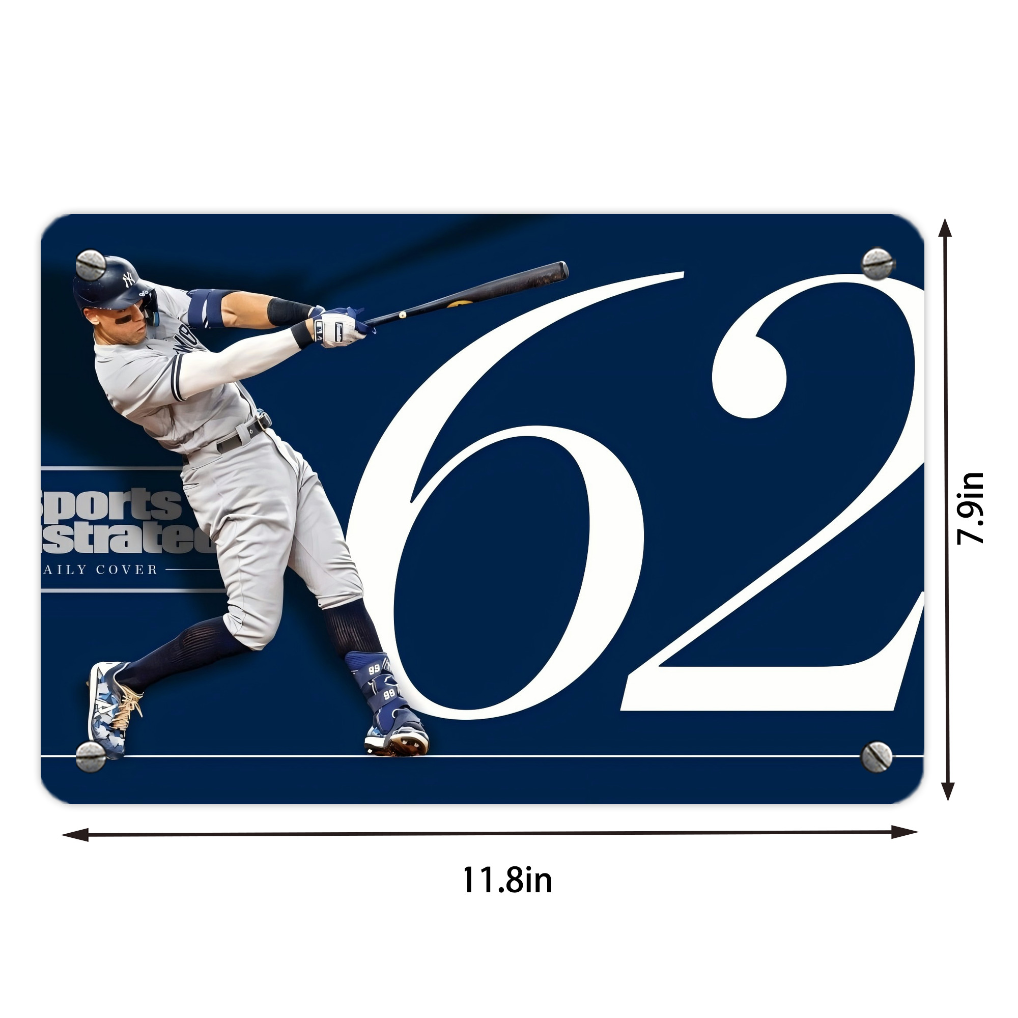 Aaron Judge 62 Home Runs Metal Tin Sign 12x8inch - Premium Full-Print Decorative Wall Art, Durable Rust-Resistant Metal Plaque For Living Room, Bedroom, Kitchen, Office, Bar Décor
